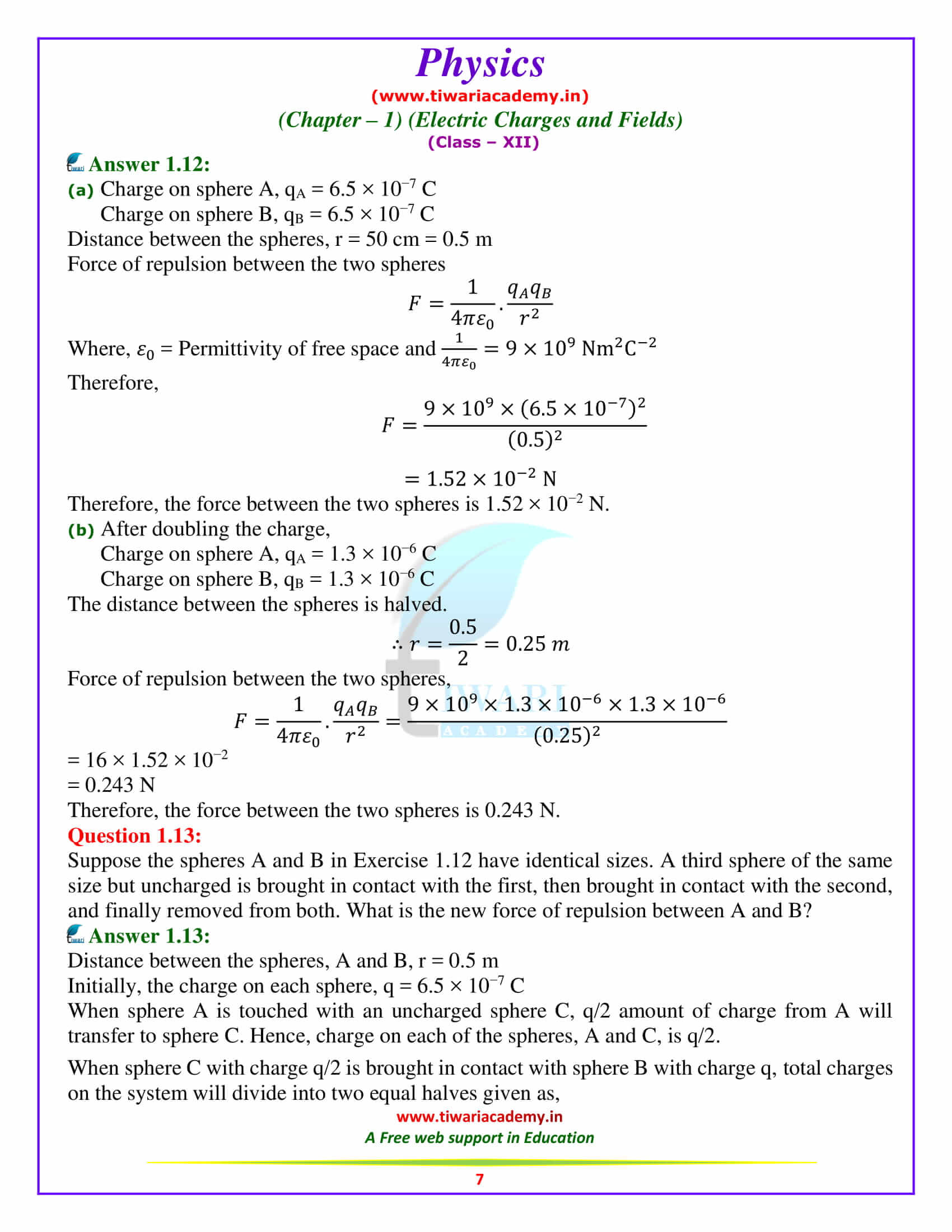 NCERT Solutions for Class 12 Physics Chapter 1 in english medium
