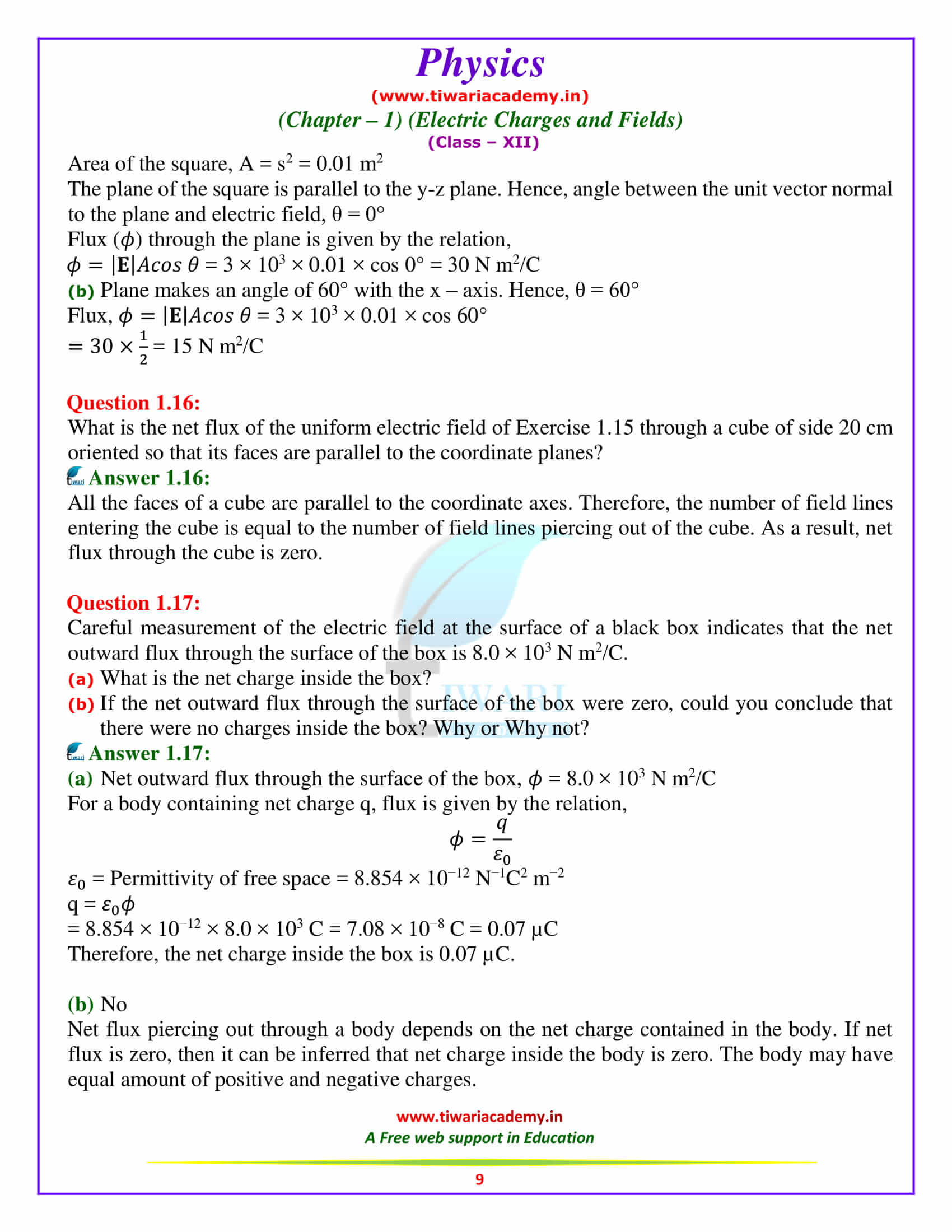 NCERT Solutions for Class 12 Physics Chapter 1 all in pdf form