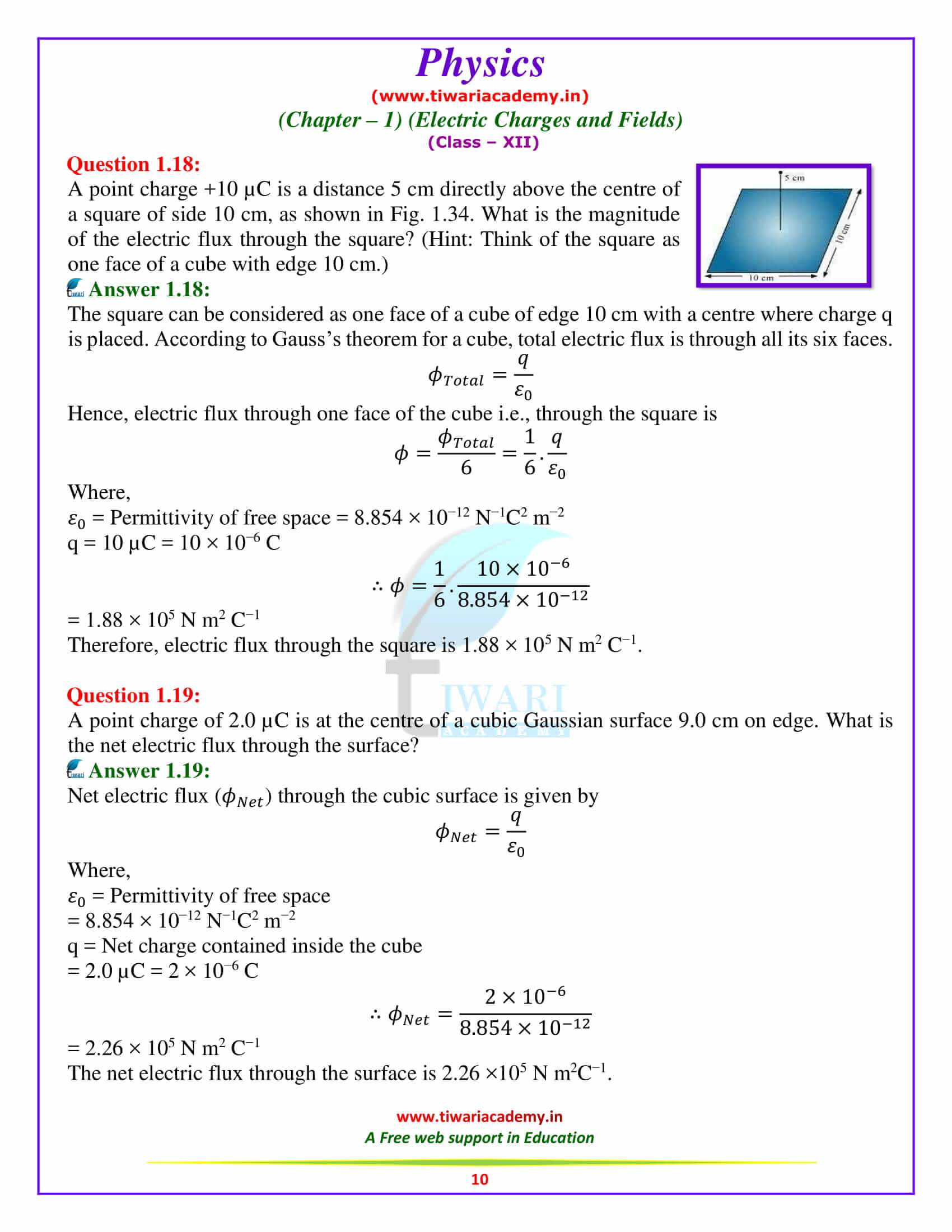 NCERT Solutions for Class 12 Physics Chapter 1 for 2018-19 exams