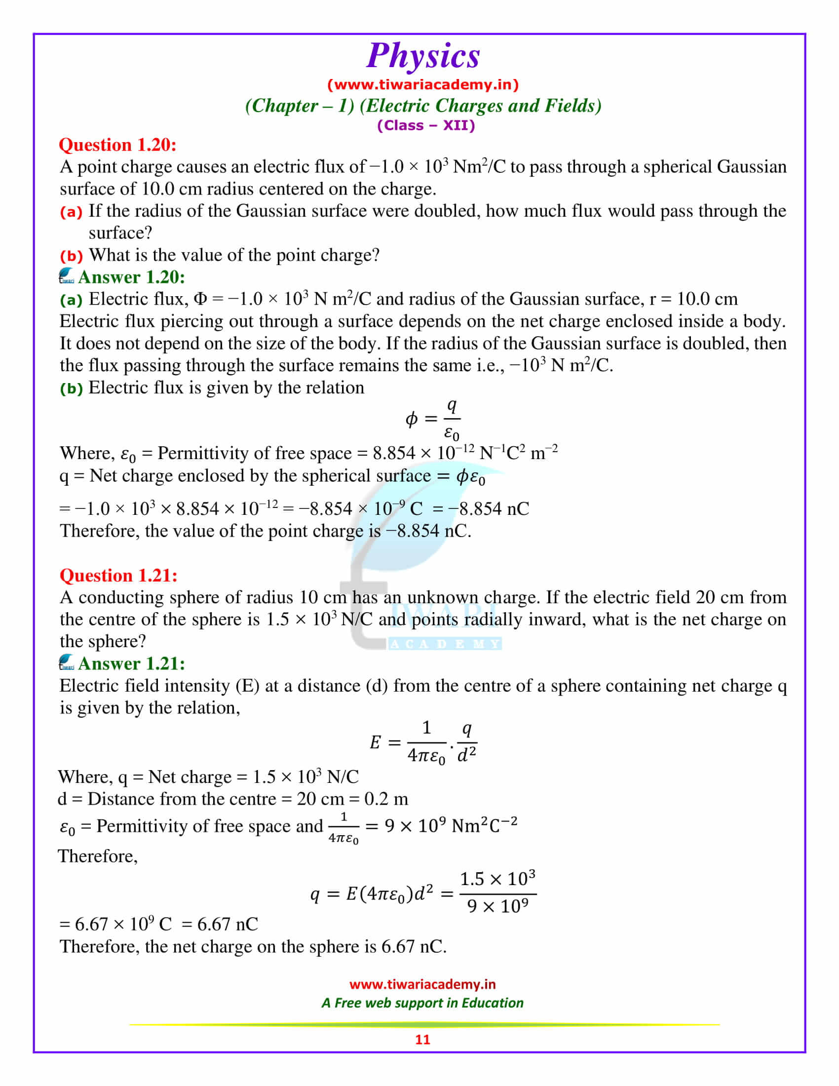 NCERT Solutions for Class 12 Physics Chapter 1 electric field