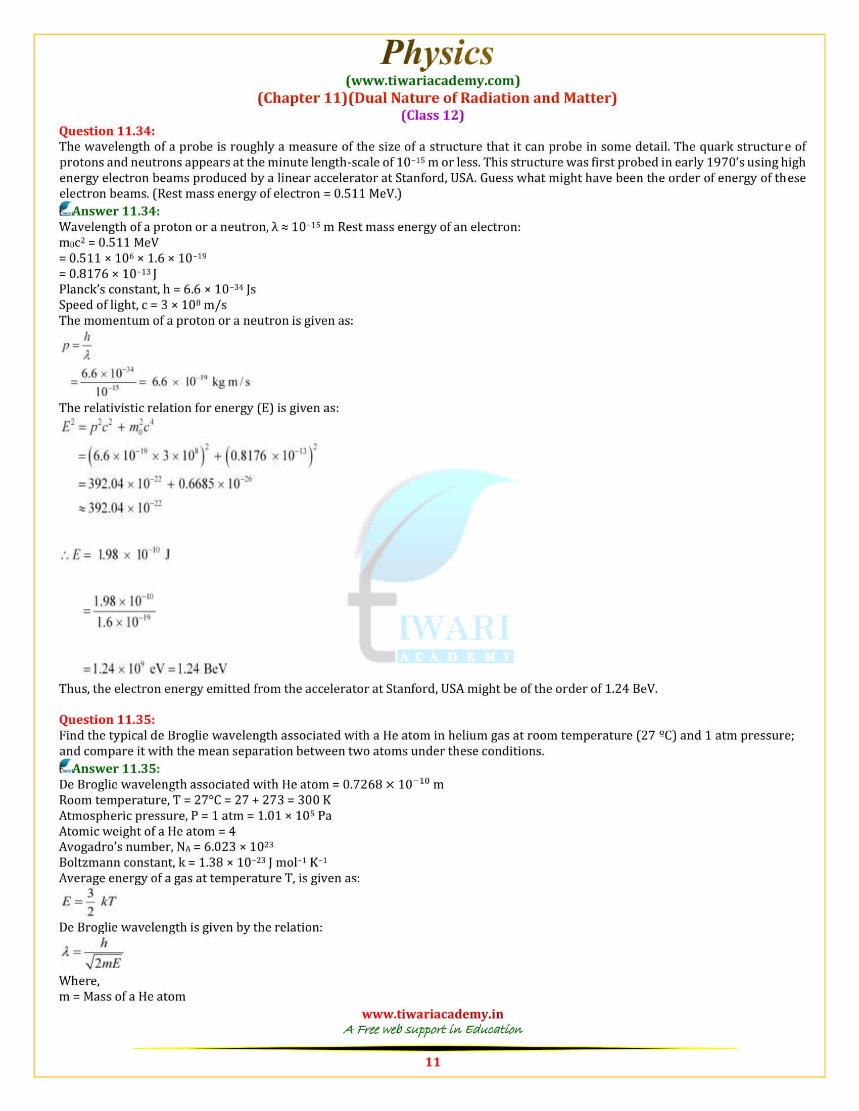 12 Physics Chapter 11 Dual Nature free download sols