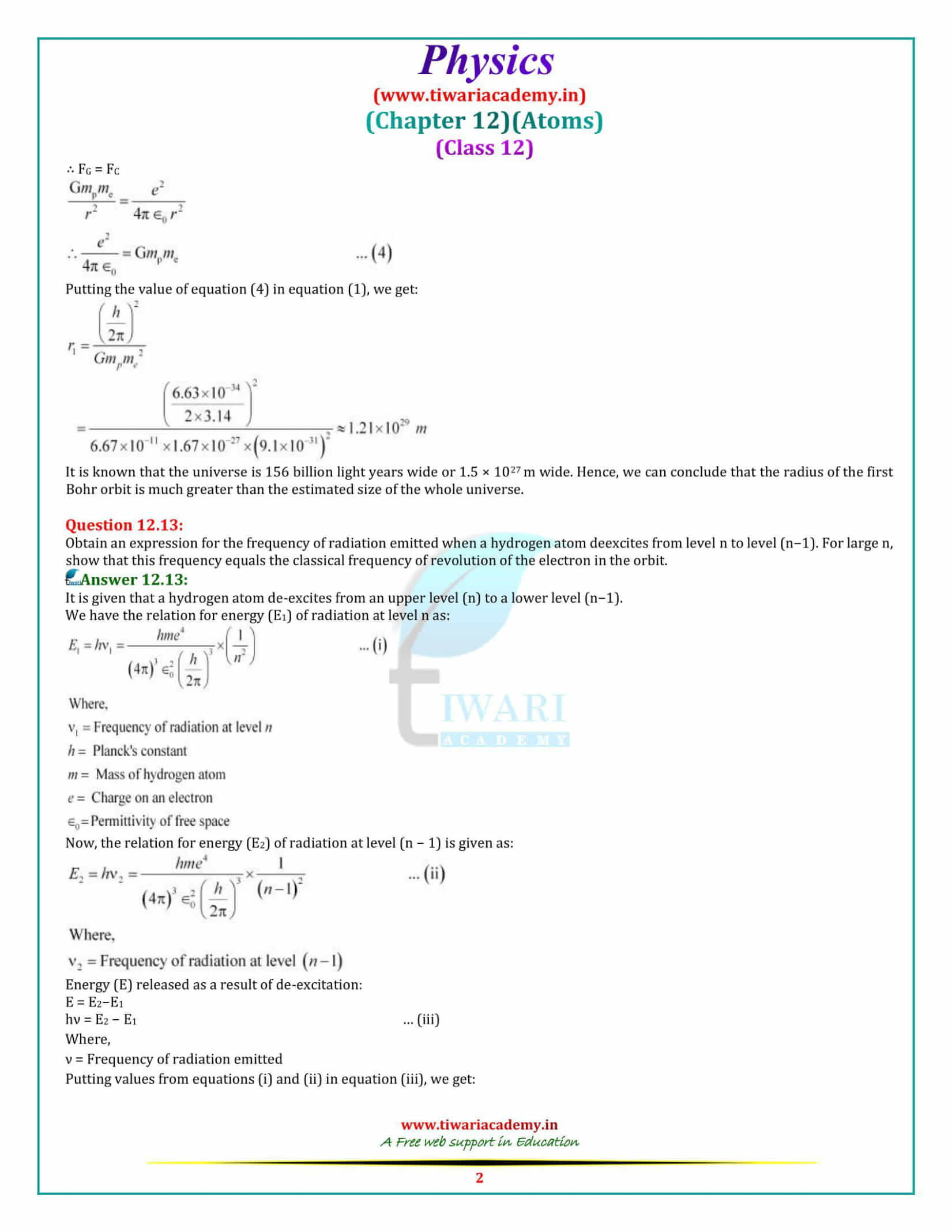 12 Physics Chapter 12 Atom additional exercises sols in pdf form