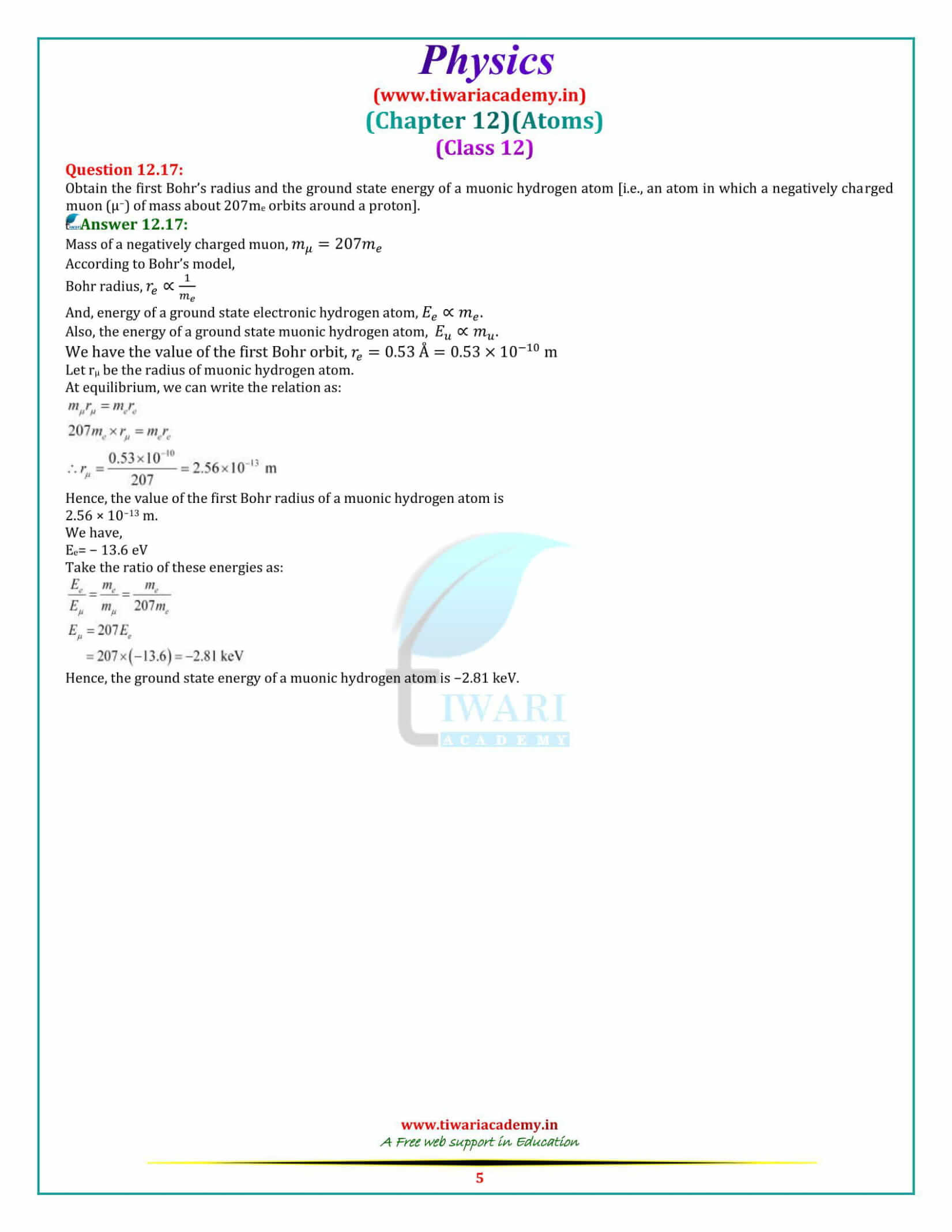 12 Physics Chapter 12 Atom solutions