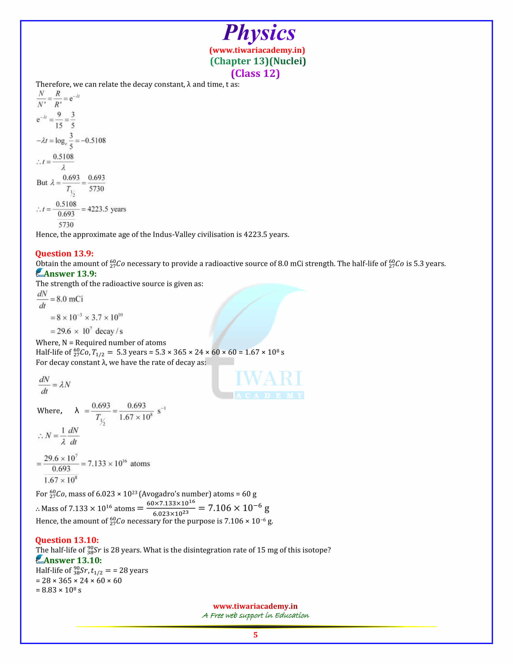 NCERT Solutions for Class 12 Physics Chapter 13 Nuclei for intermediate first year +2