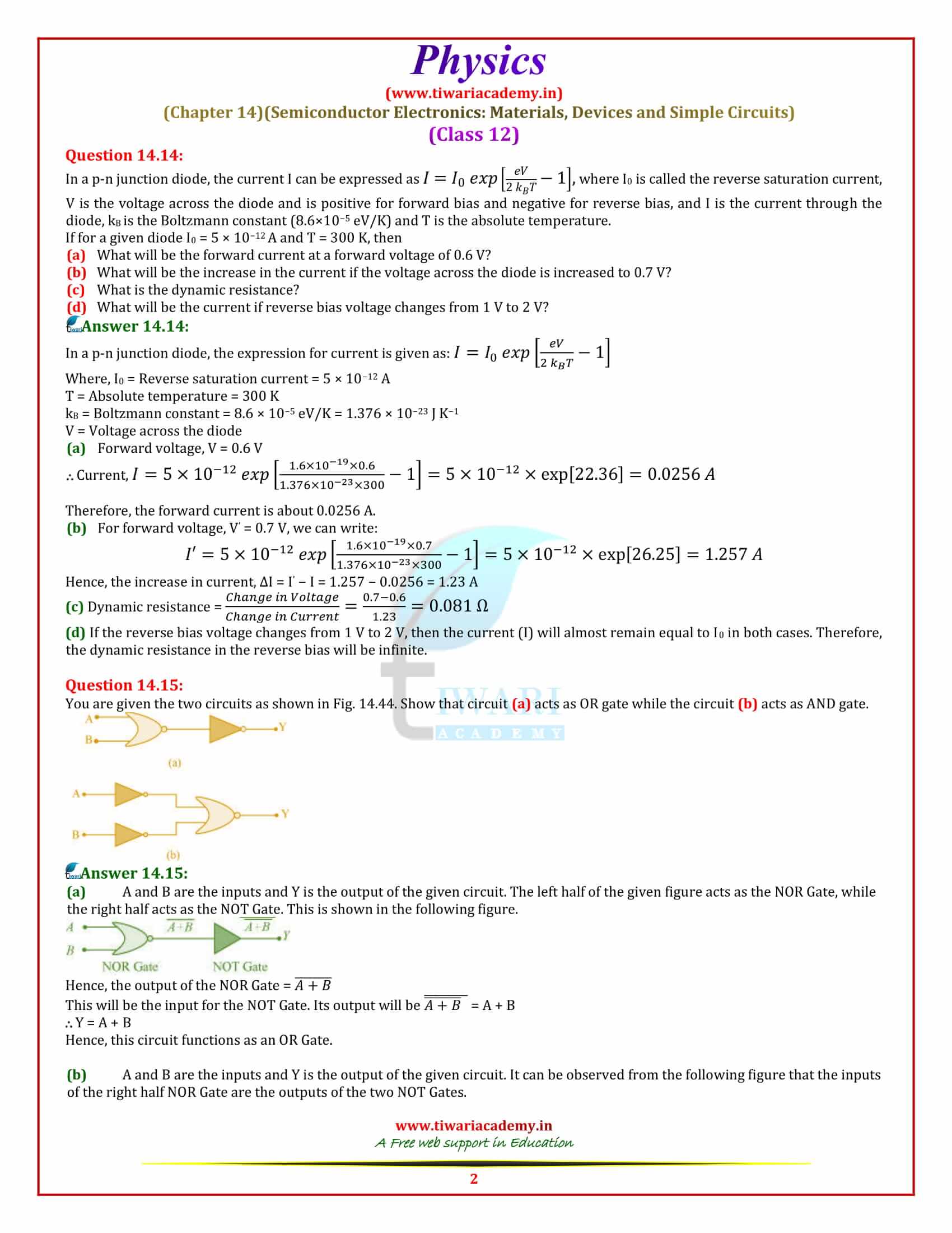 12 Physics Chapter 14 Semiconductor Electronics additional exercises solutons