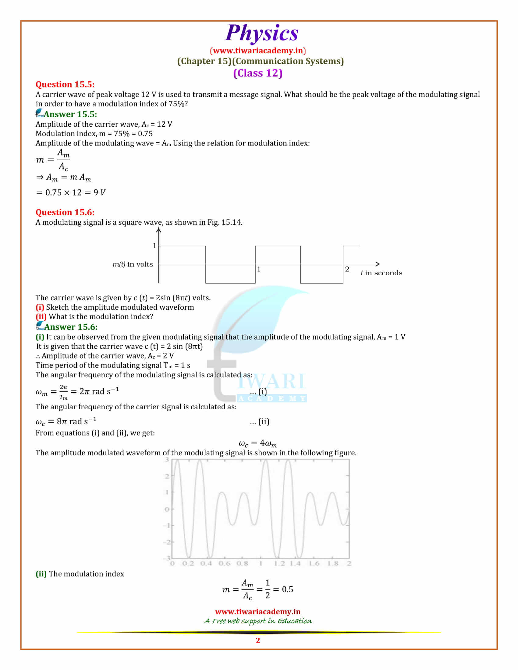 NCERT Solutions for Class 12 Physics Chapter 15 Communication Systems free download in pdf
