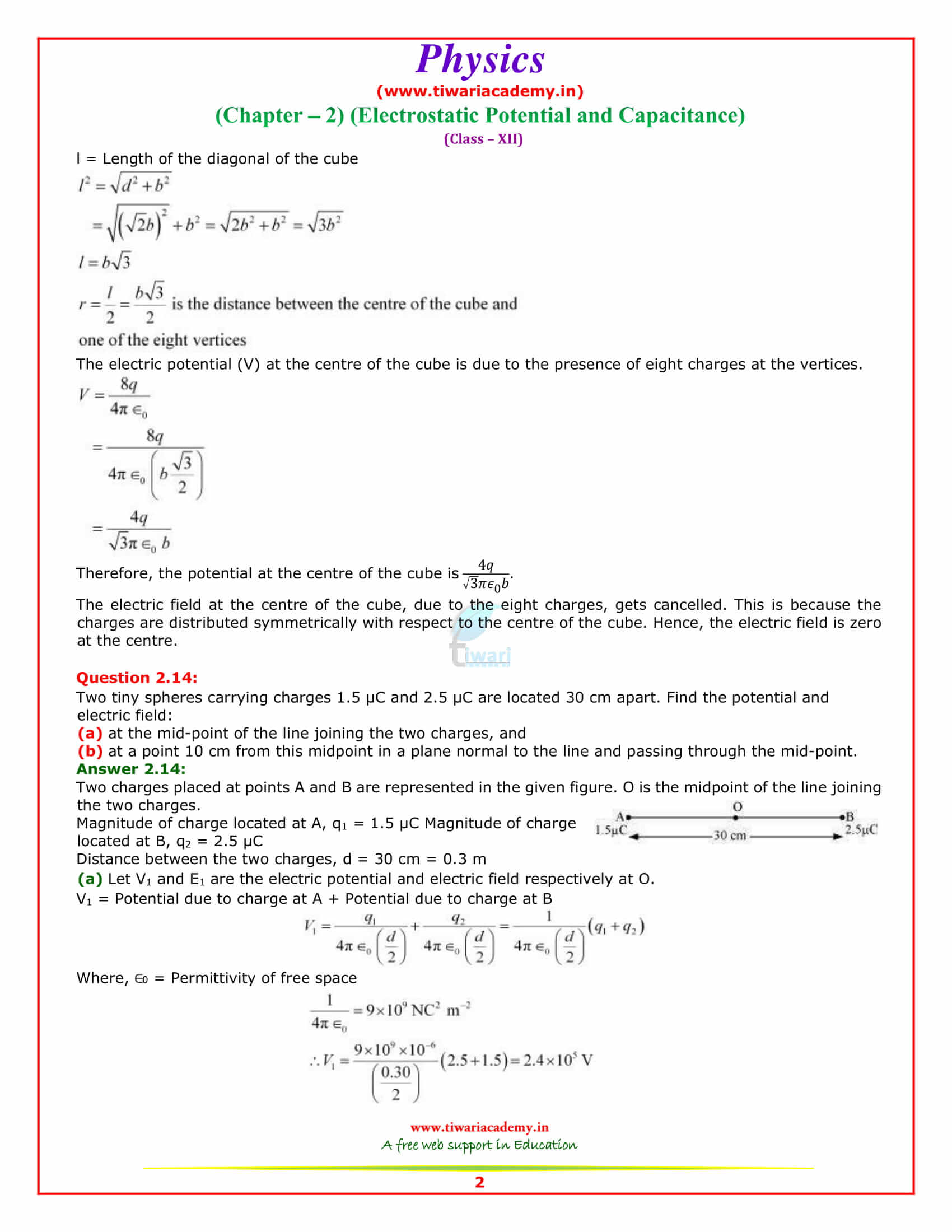 NCERT Solutions for Class 12 Physics Chapter 2 free in pdf