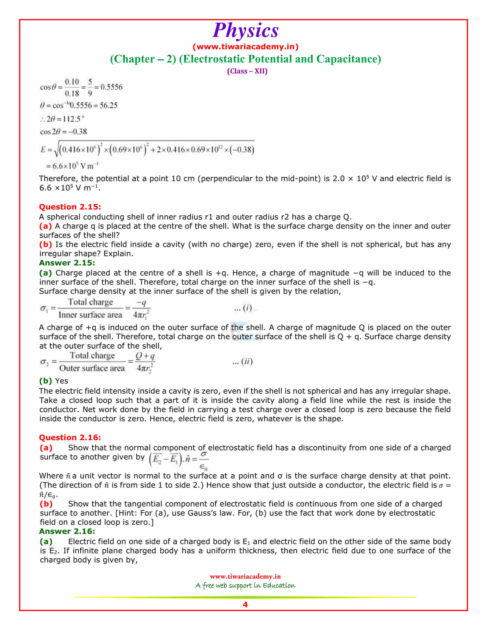 12 Physics Chapter 2 Solutions in english