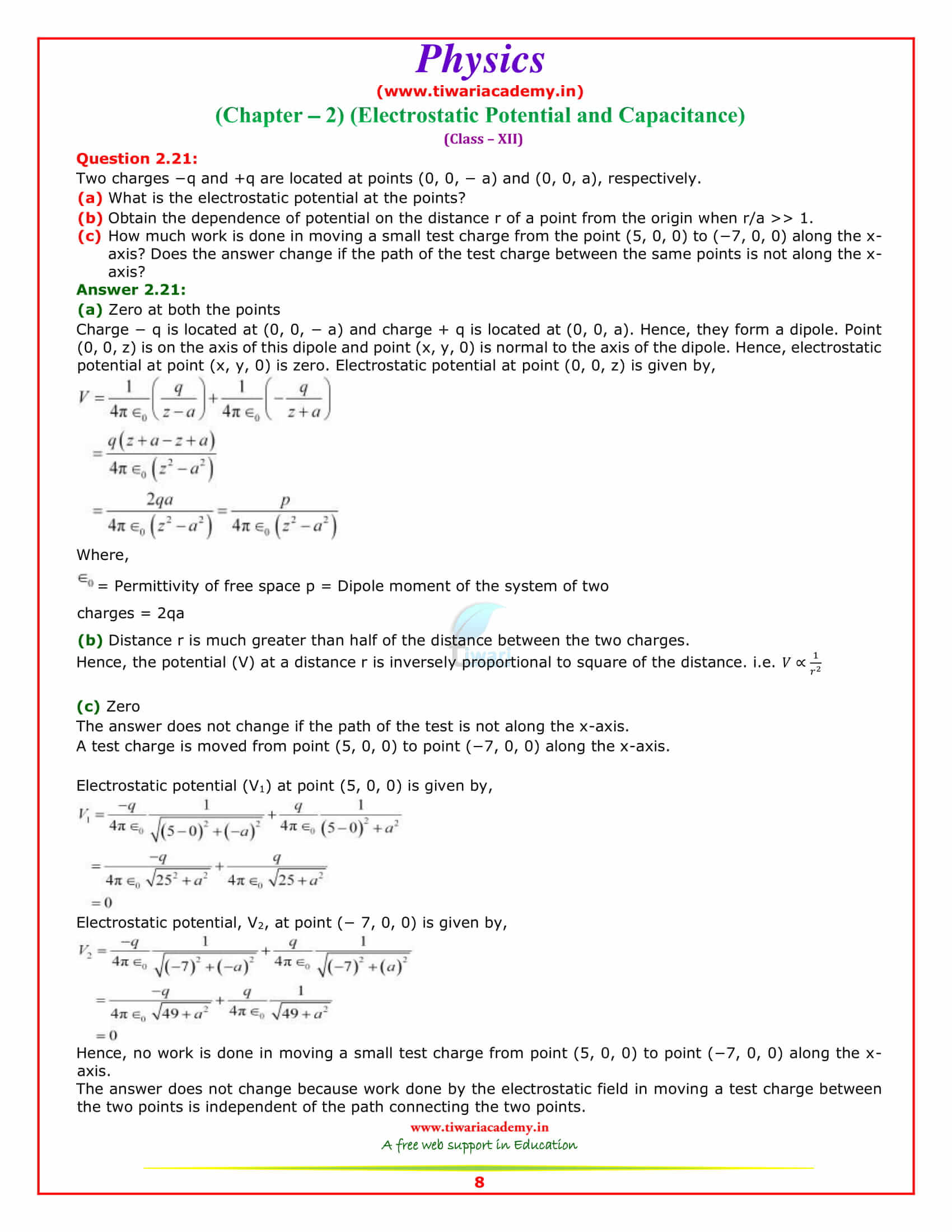 12 Physics Chapter 2 Solutions updated for 2018-19