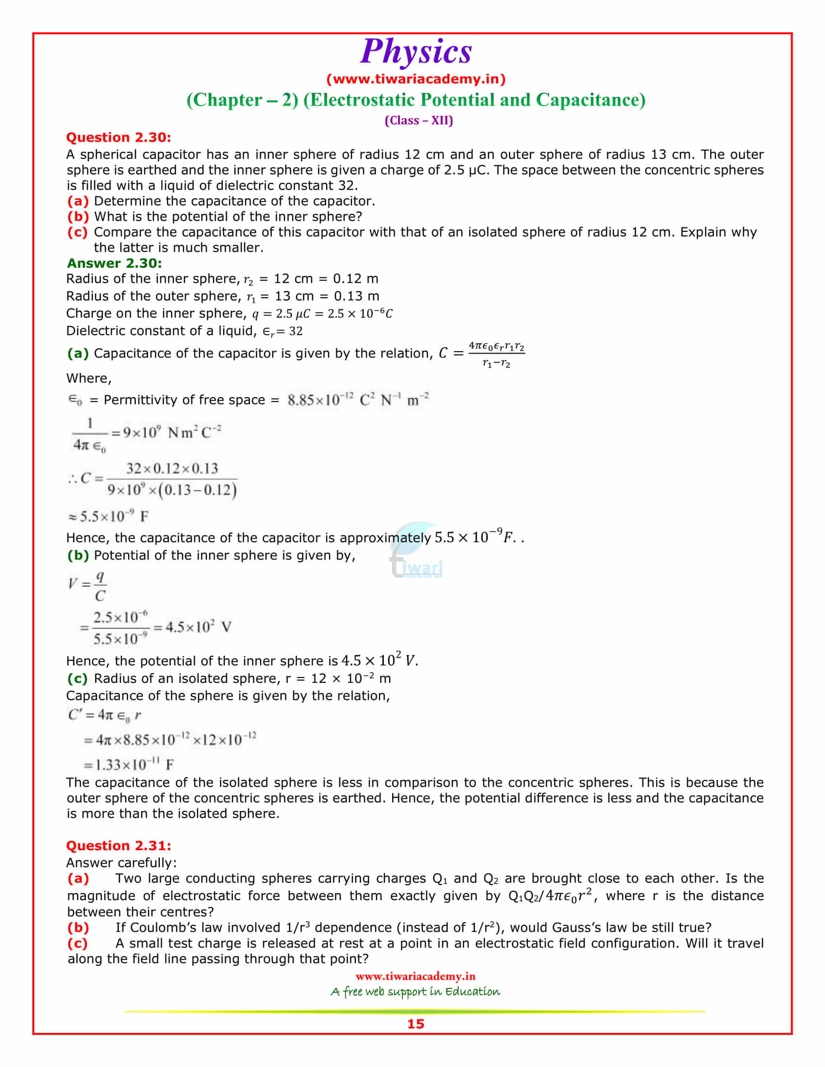 12 Physics Chapter 2 Sols for intermediate 2nd year