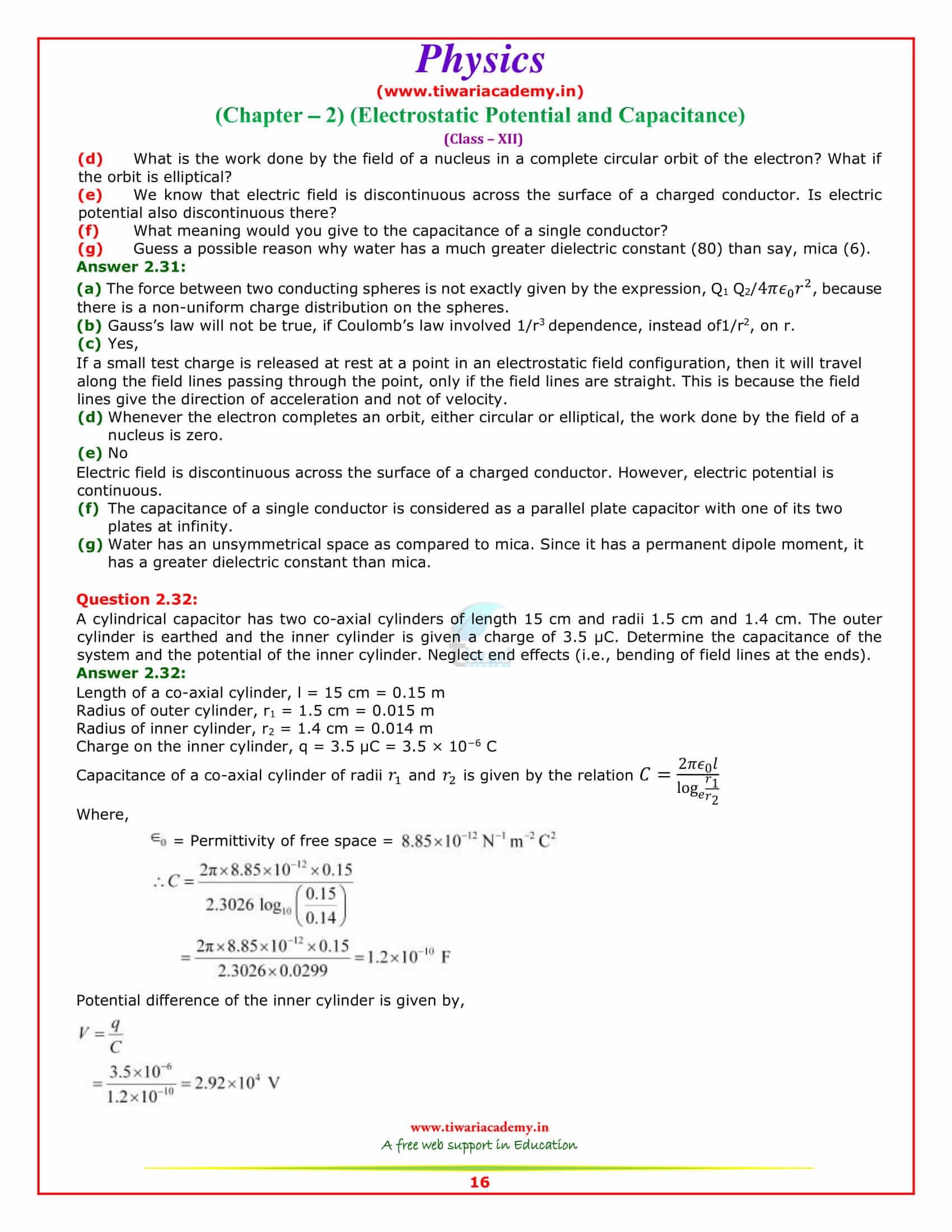 12 Physics Chapter 2 Sols second year