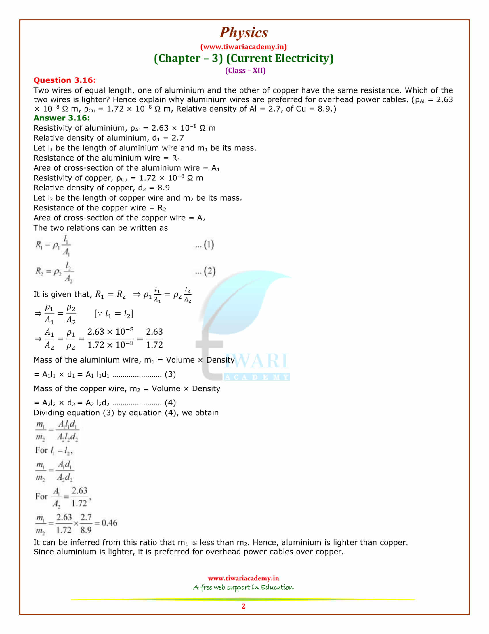 NCERT Solutions for Class 12 Physics Chapter 3 Current Electricity additional exercises in pdf