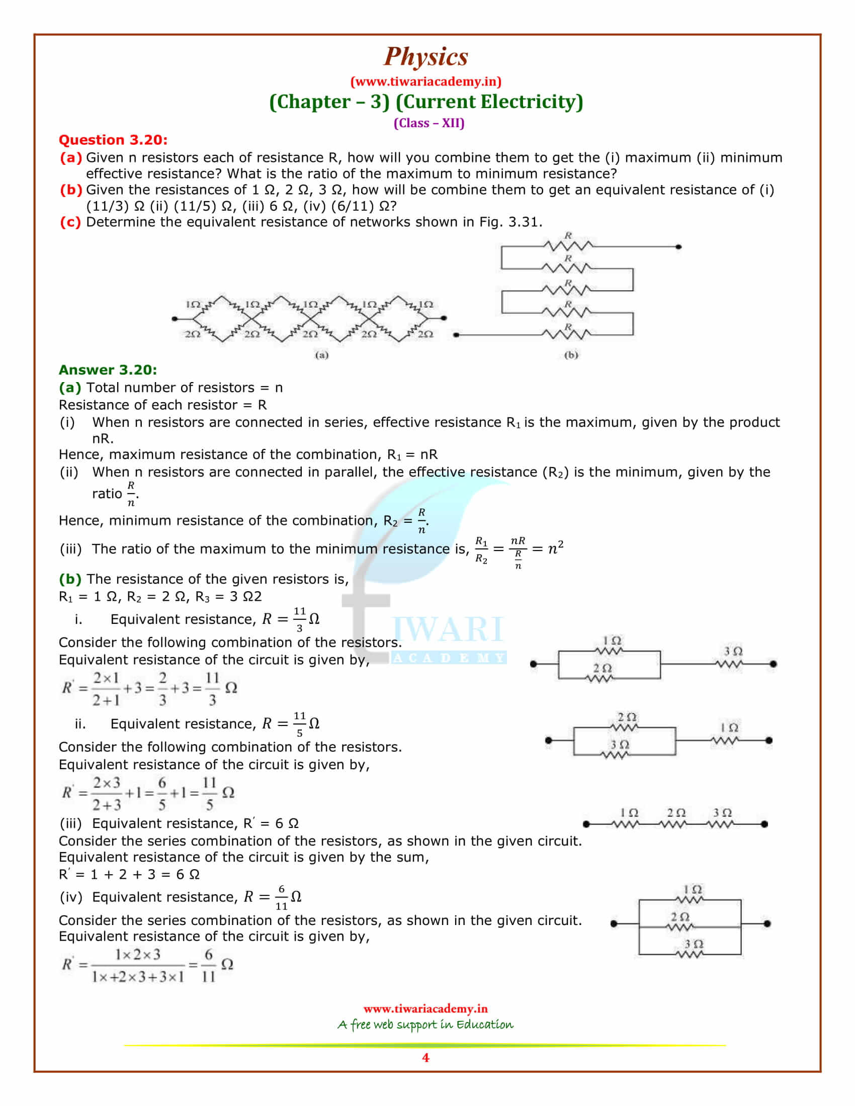 NCERT Solutions for Class 12 Physics Chapter 3 Current Electricity additional questions