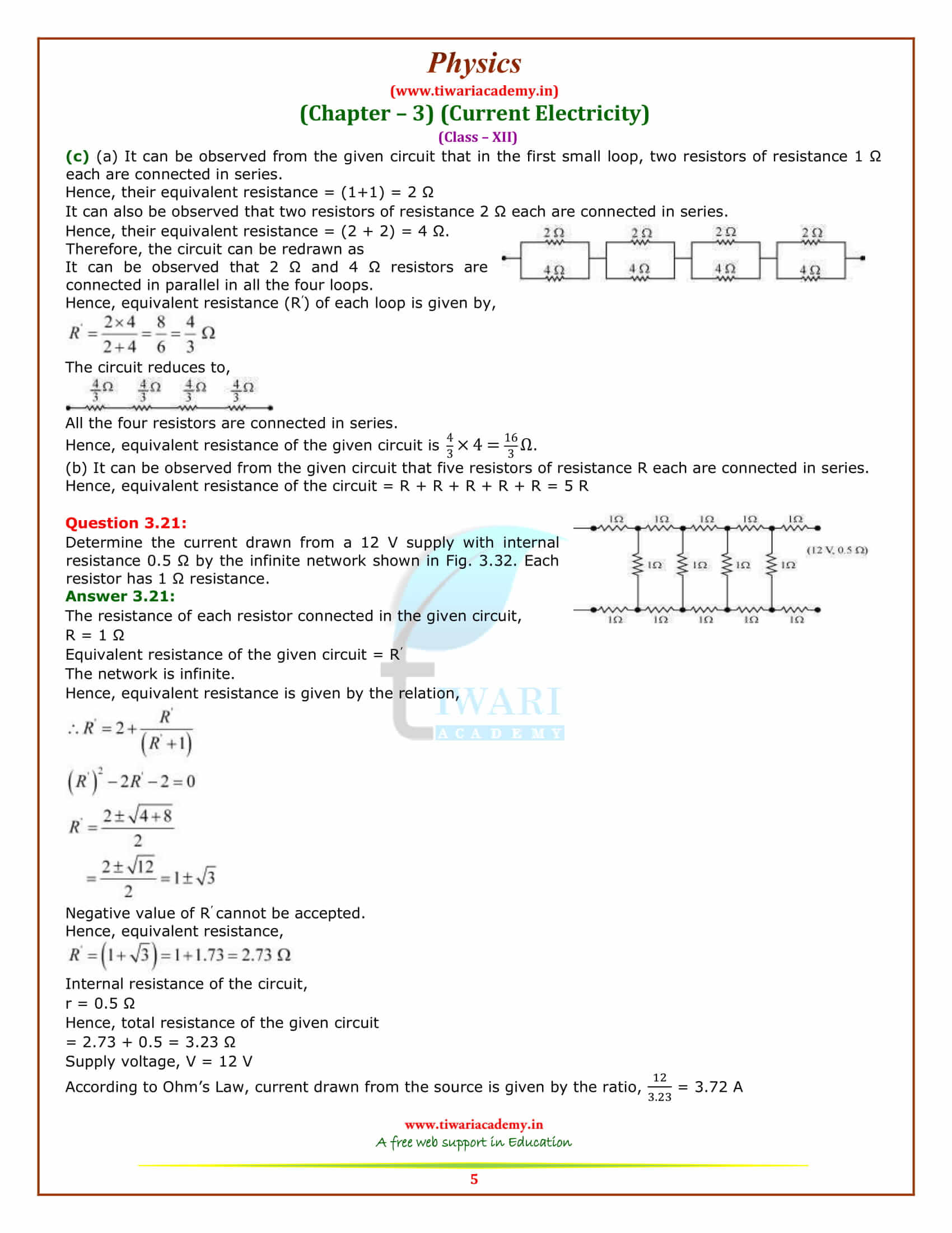 NCERT Solutions for Class 12 Physics Chapter 3 Current Electricity additional exercises download