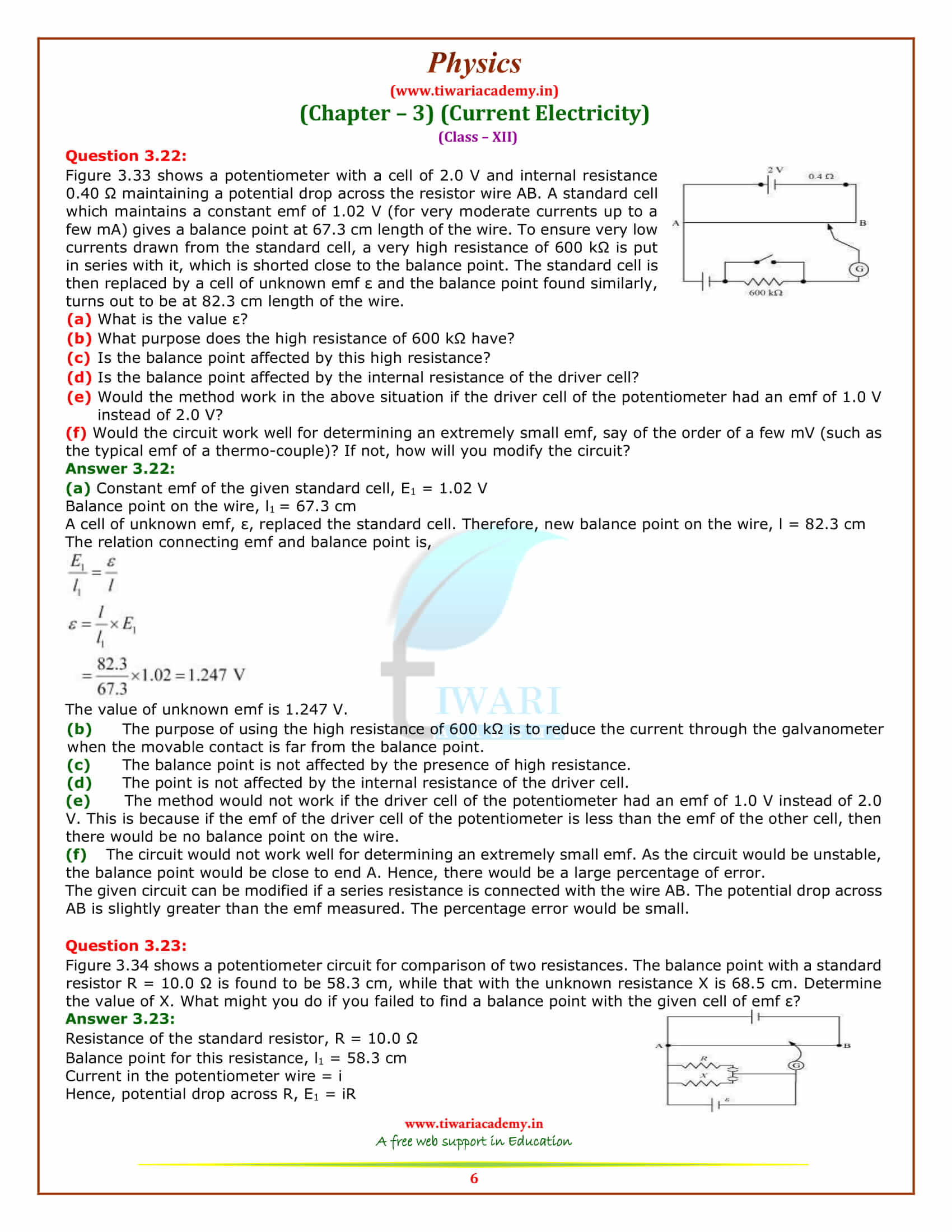 NCERT Solutions for Class 12 Physics Chapter 3 Current Electricity additional exercises free download