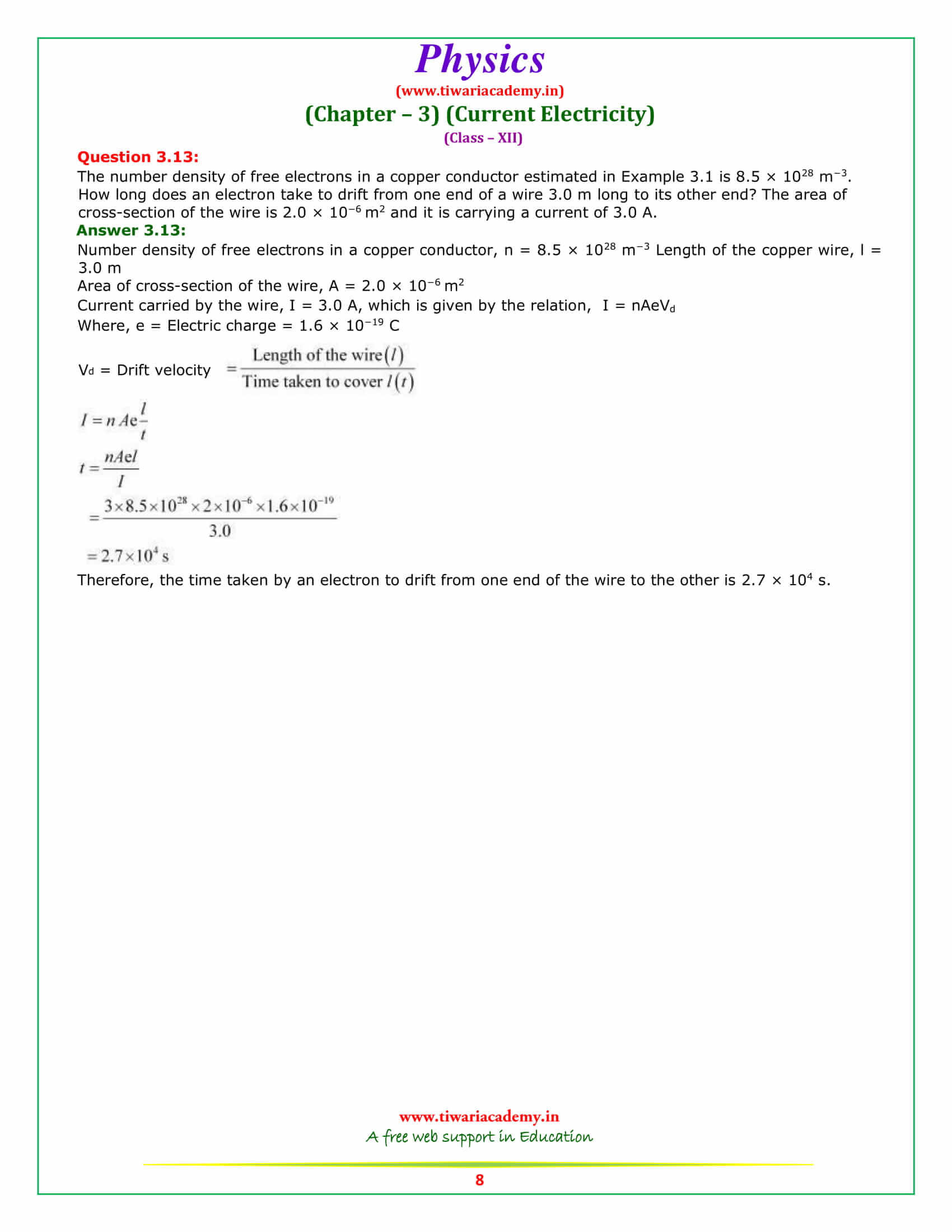 NCERT Solutions for Class 12 Physics Chapter 3 download free