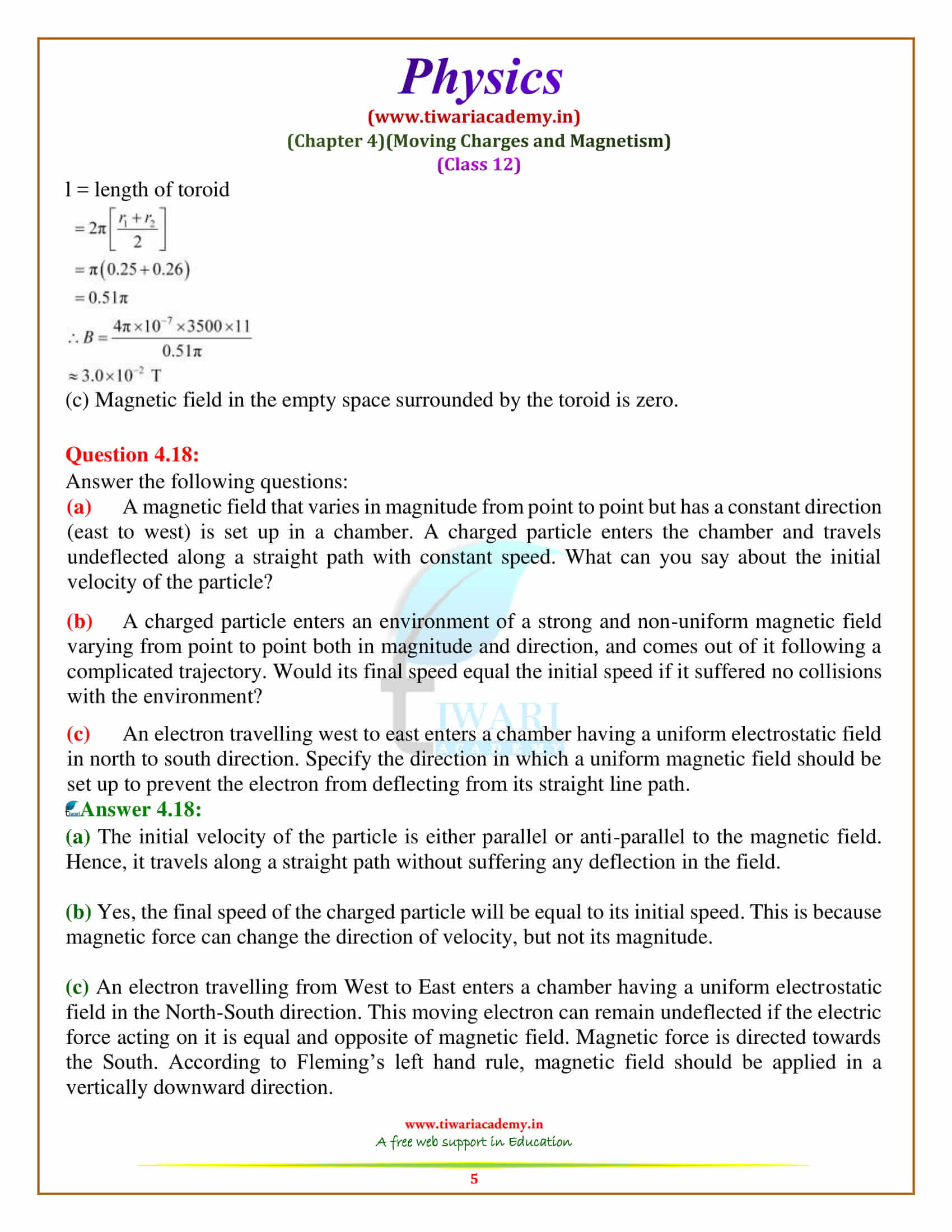 12 Physics Chapter 4 Solutions all question answers