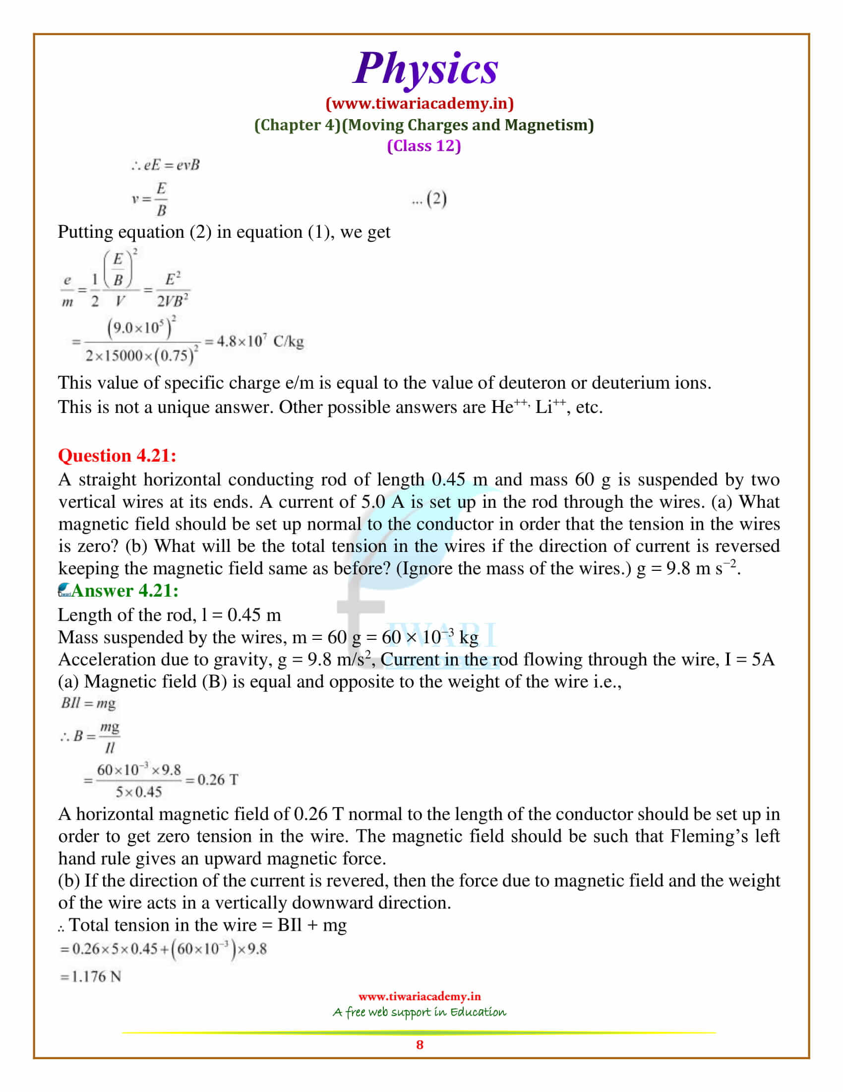 12 Physics Chapter 4 Solutions for intermediate