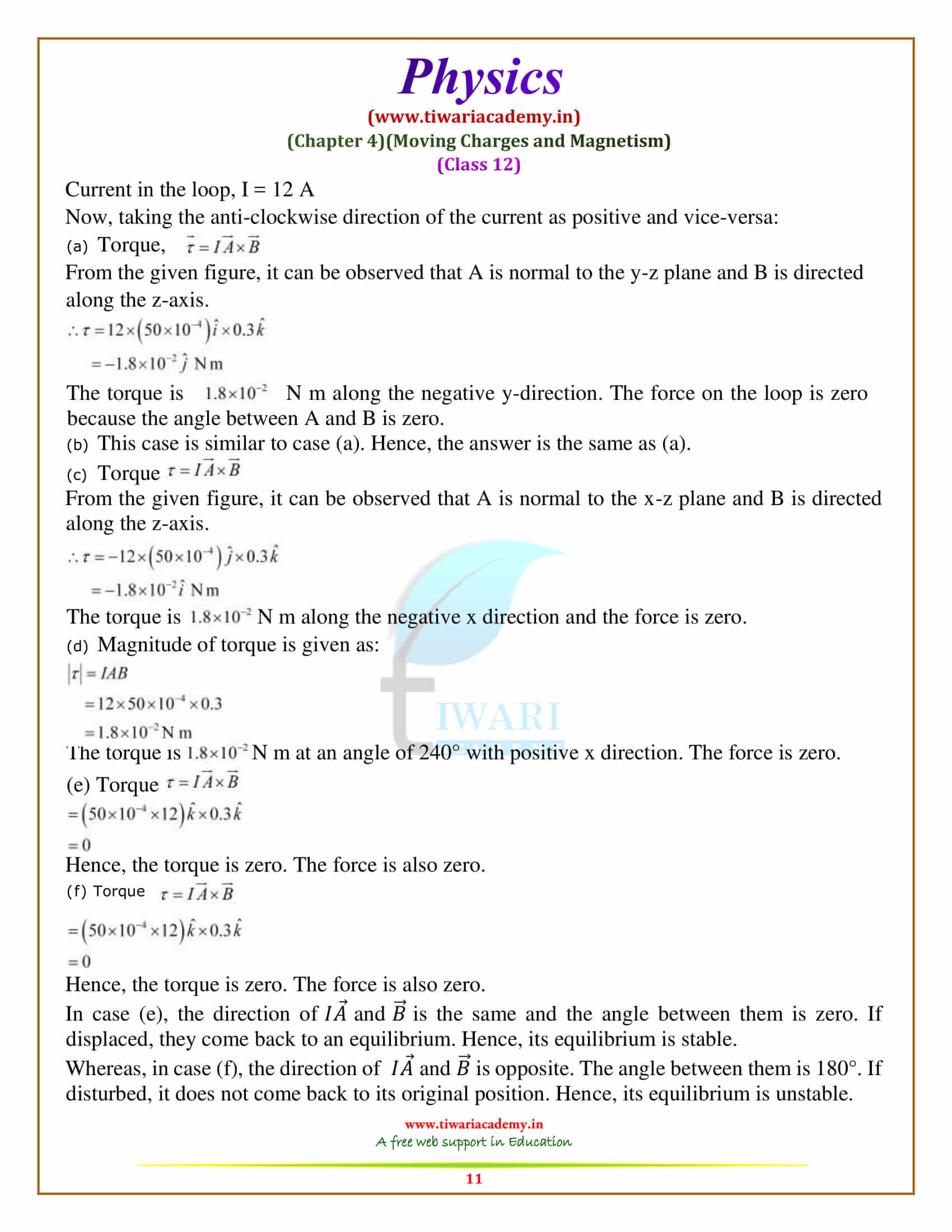 12 Physics Chapter 4 Solutions updatd for 2018-19