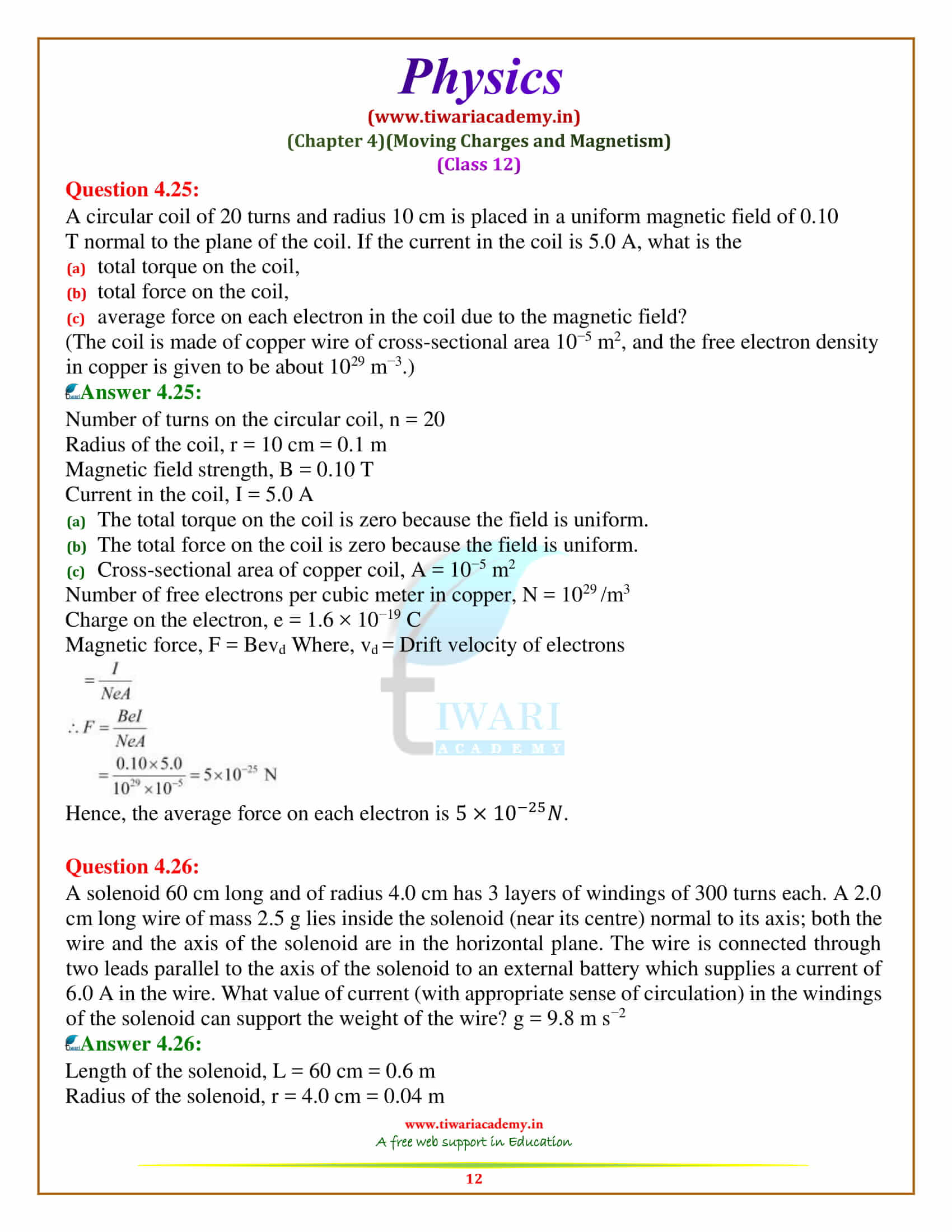 12 Physics Chapter 4 Sols