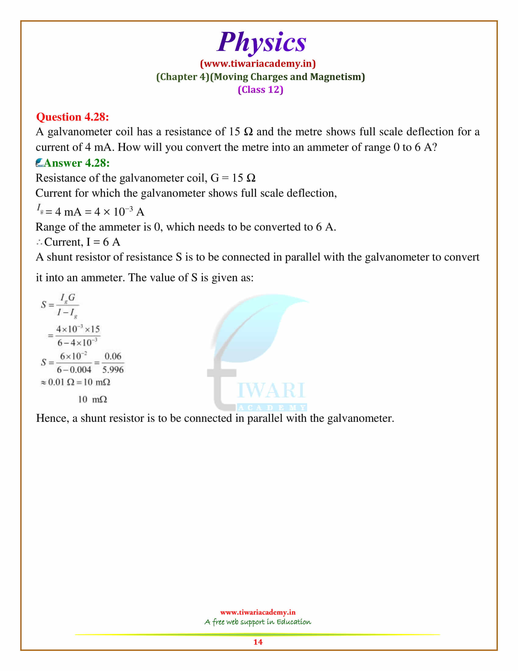 12 Physics Chapter 4 Solutions free