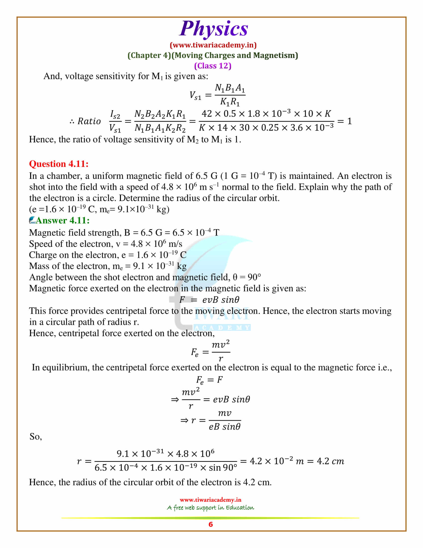 NCERT Solutions for Class 12 Physics Chapter 4 in english medium