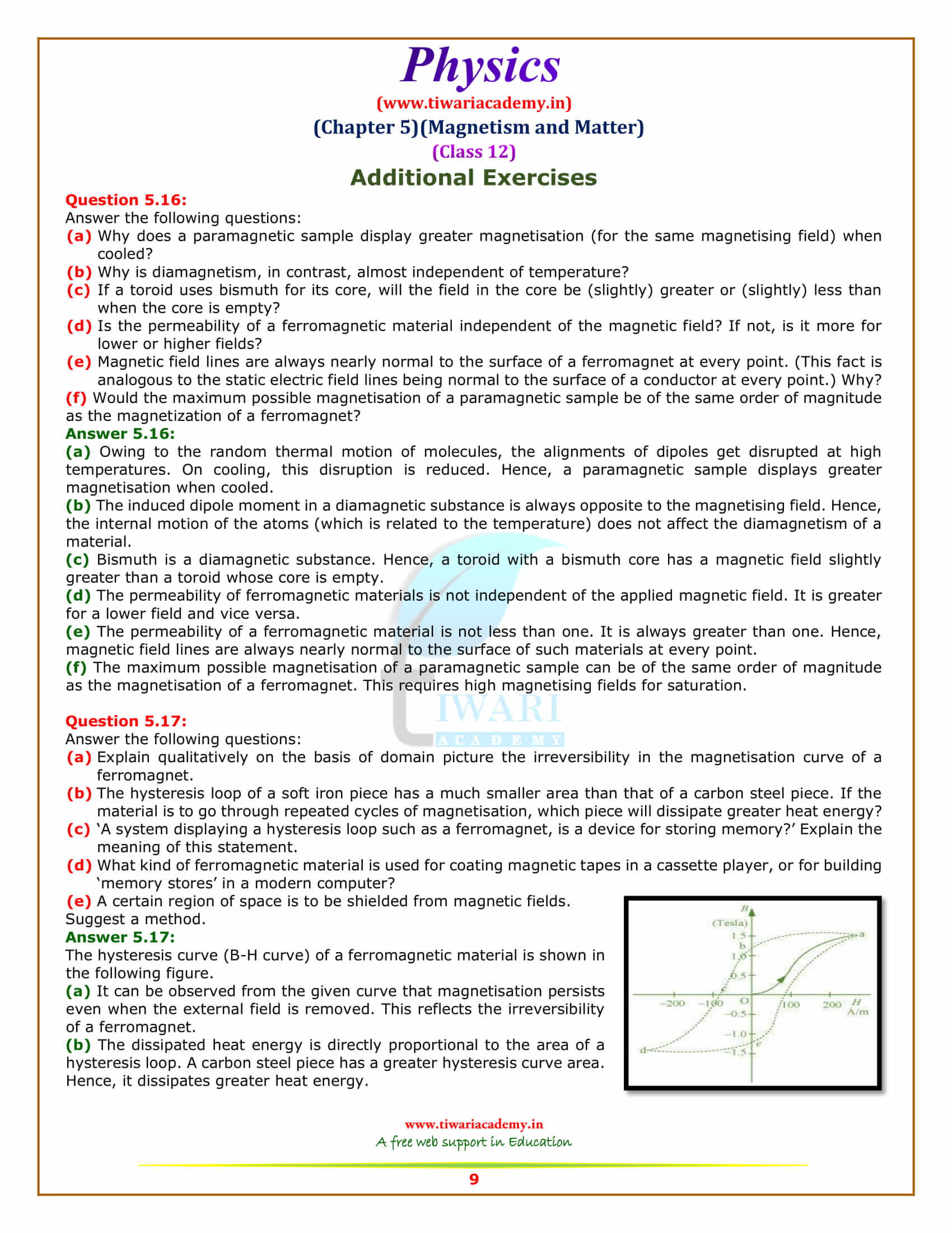 12 Physics Chapter 5 Magnetism and Matter additional exercises