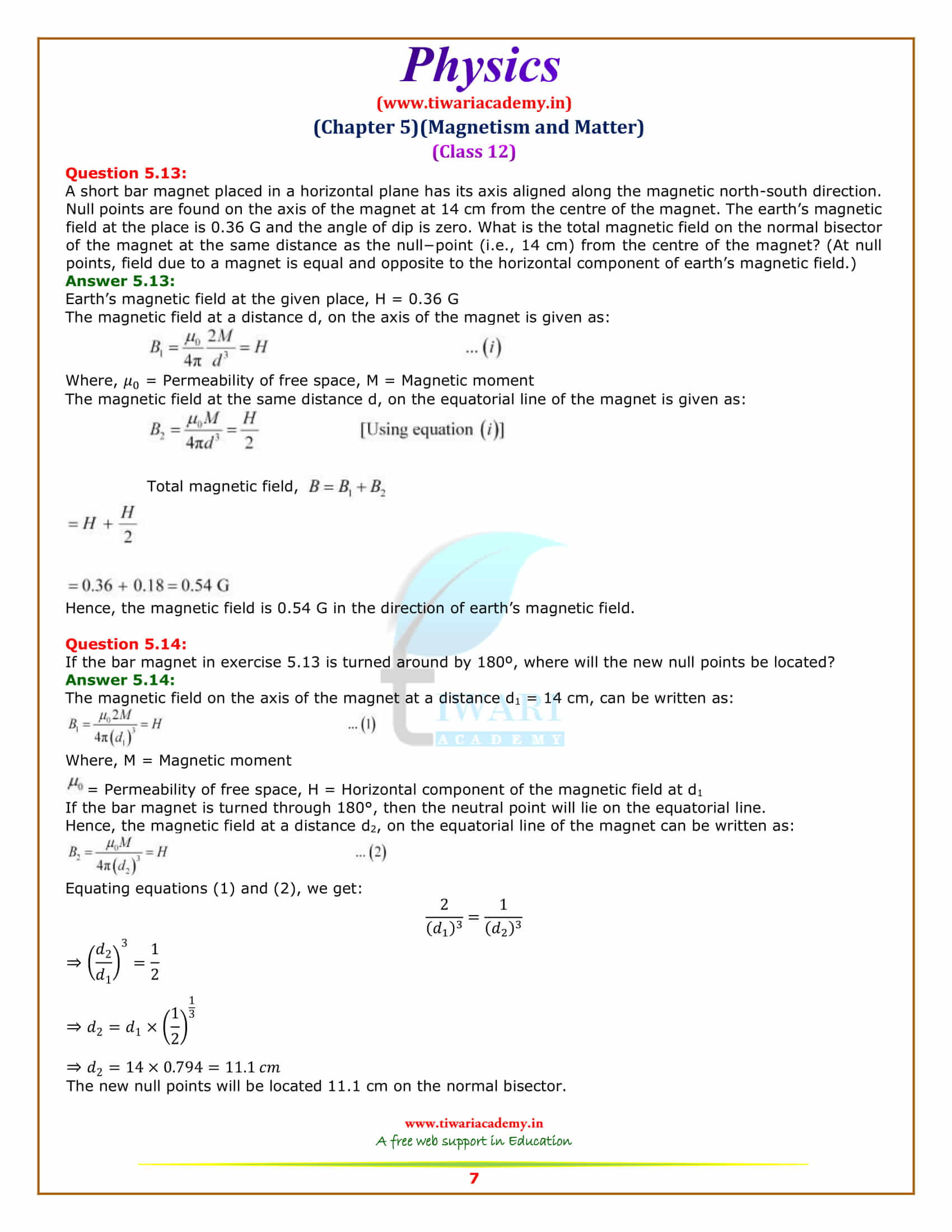 NCERT Solutions for Class 12 Physics Chapter 5 in pdf free download