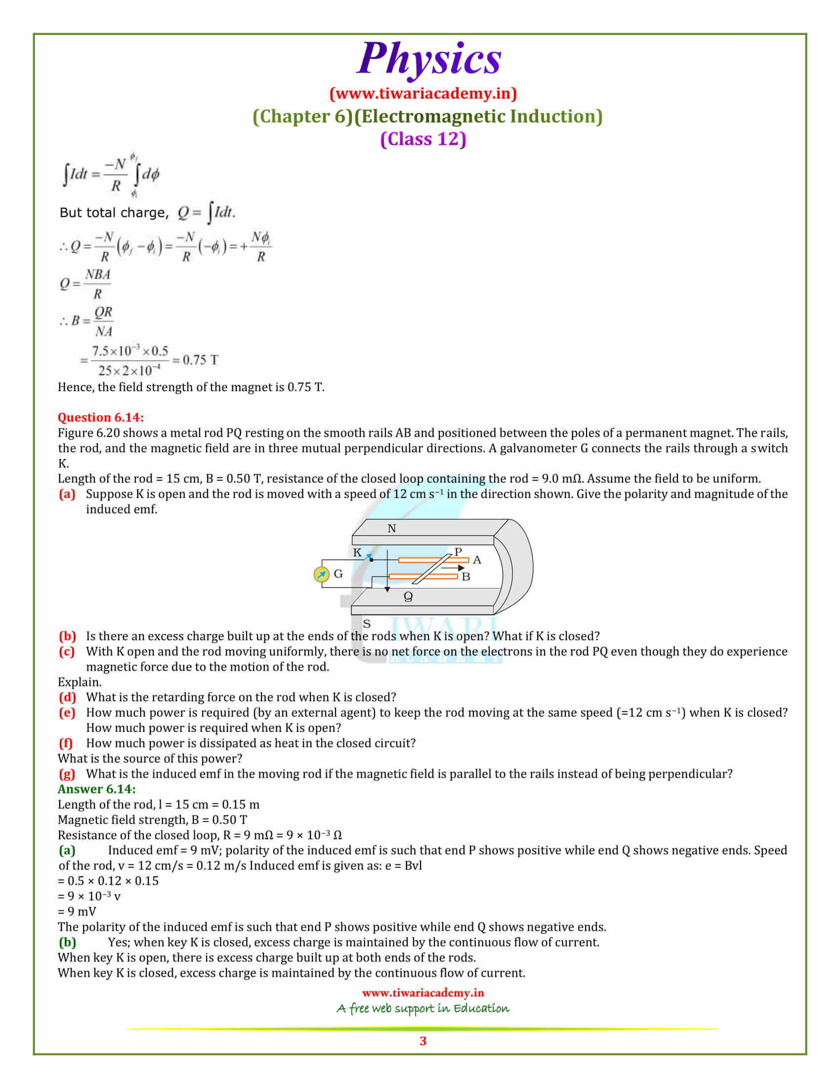 12 Physics Chapter 6 Electromagnetic Induction additional exercises all question answers