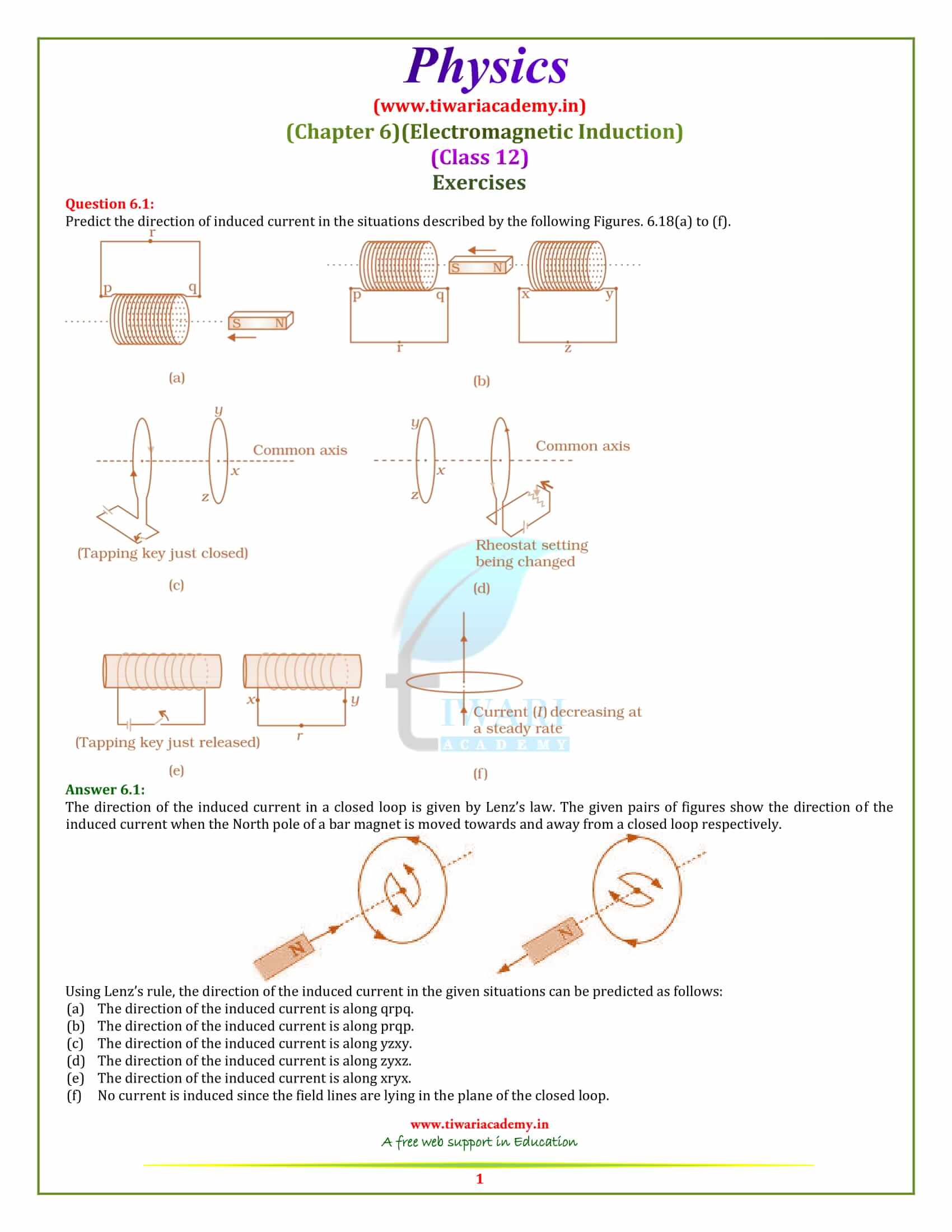 NCERT Solutions for Class 12 Physics Chapter 6 Electromagnetic Induction