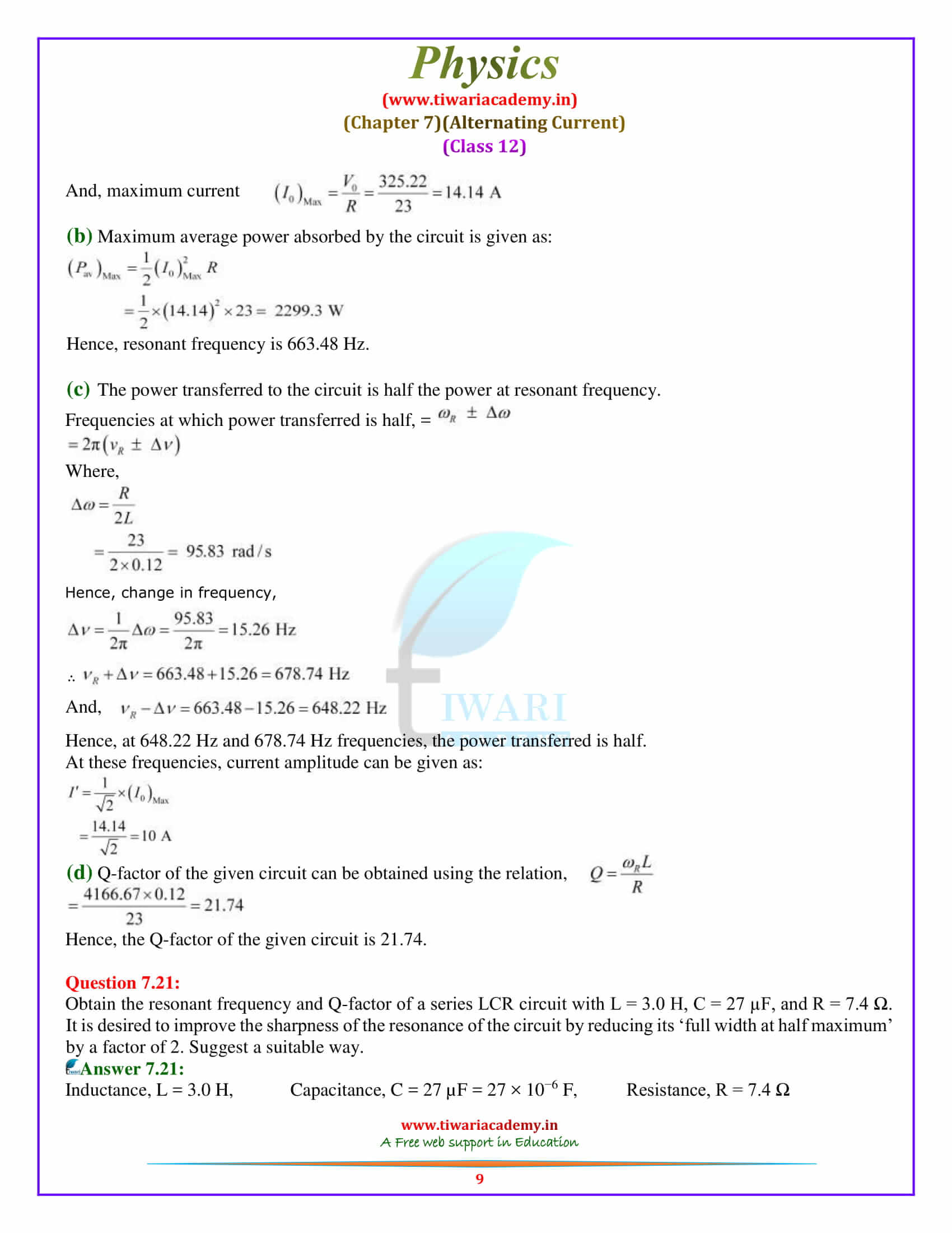 12 Physics Chapter 7 Alternating Current solutions pdf