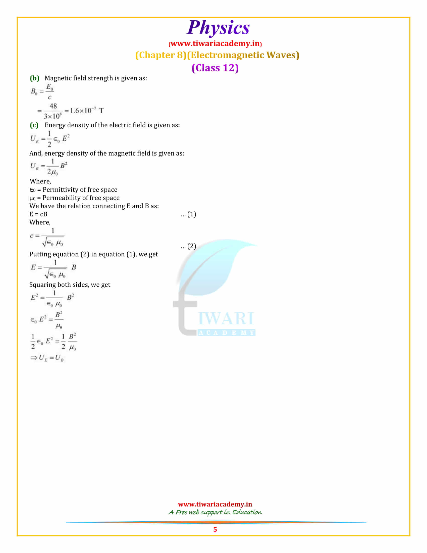 NCERT Solutions for Class 12 Physics Chapter 8 EM Waves all question answers