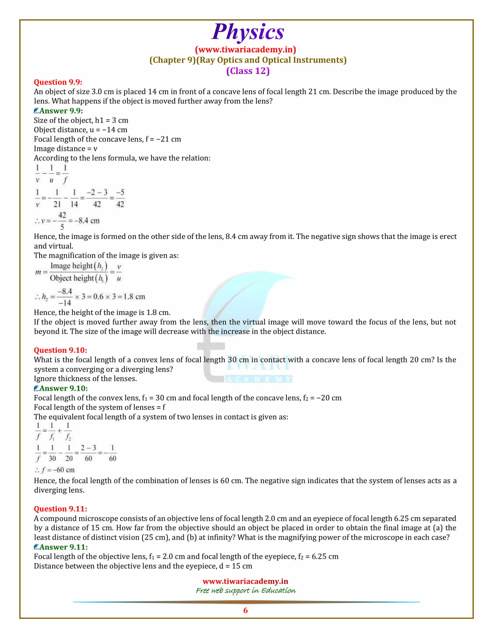 NCERT Solutions for Class 12 Physics Chapter 9 Ray Optics free download
