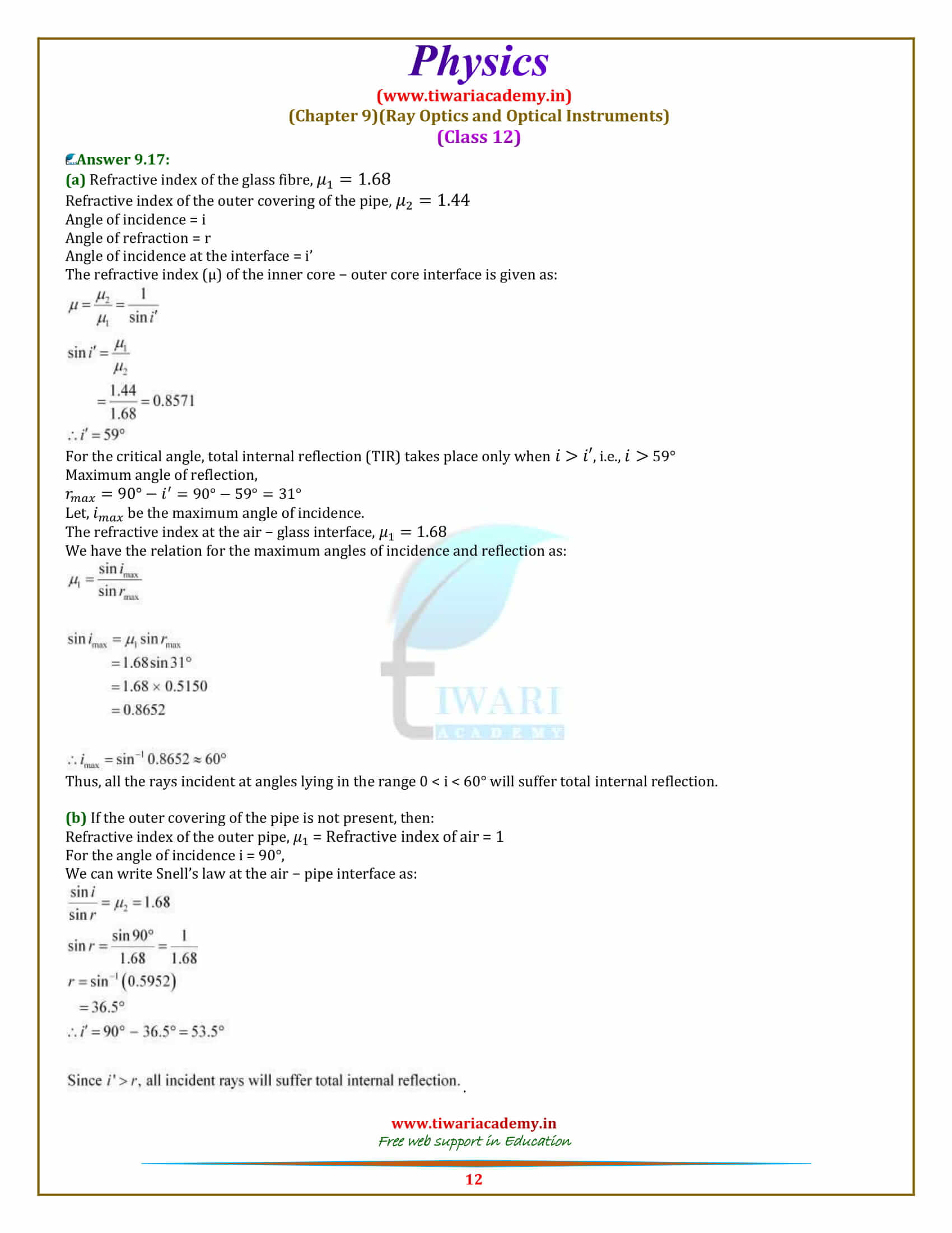 NCERT Solutions for Class 12 Physics Chapter 9 all question answers