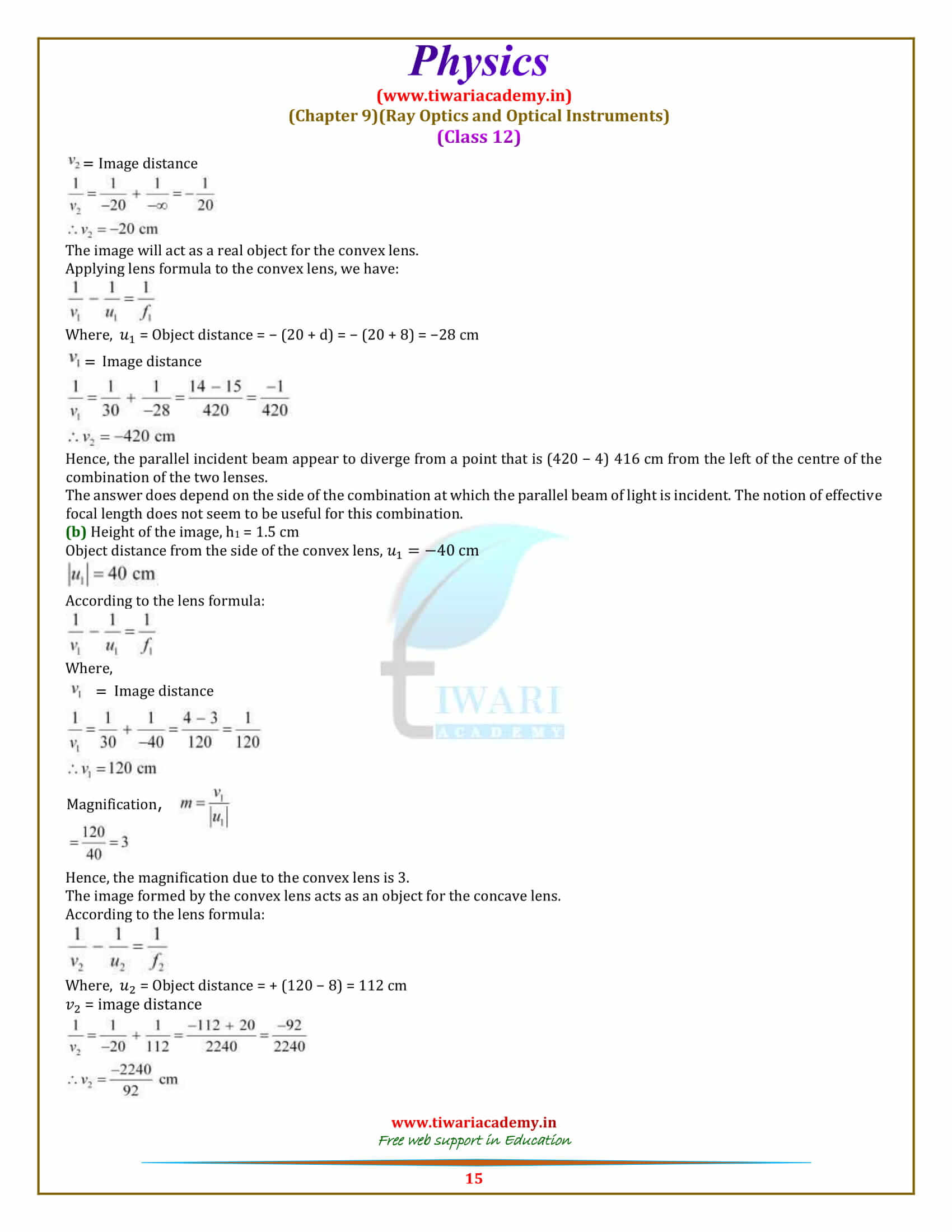12 Physics Chapter 9 Ray Optics and Optical Instruments question answers