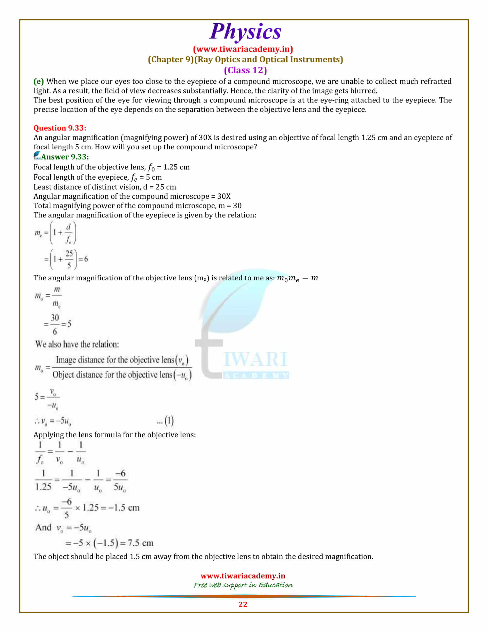 12 Physics Chapter 9 Ray Optics solutions all question answers