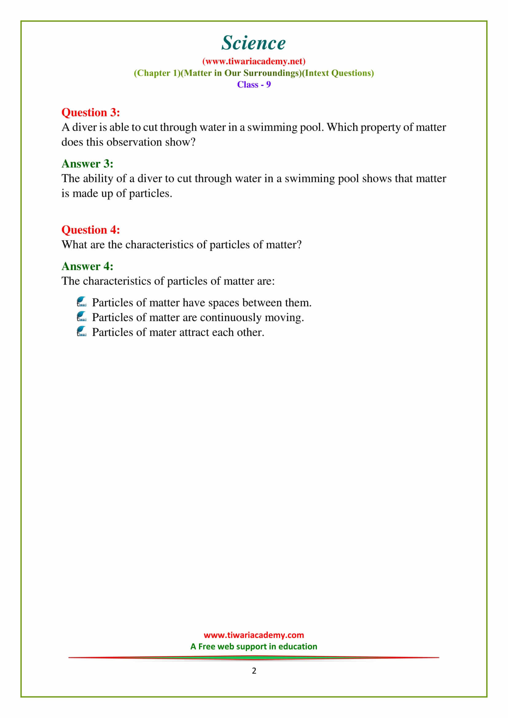 NCERT Solutions for Class 9 Science Chapter 1 Matter in Our Surroundings page 3 all answers