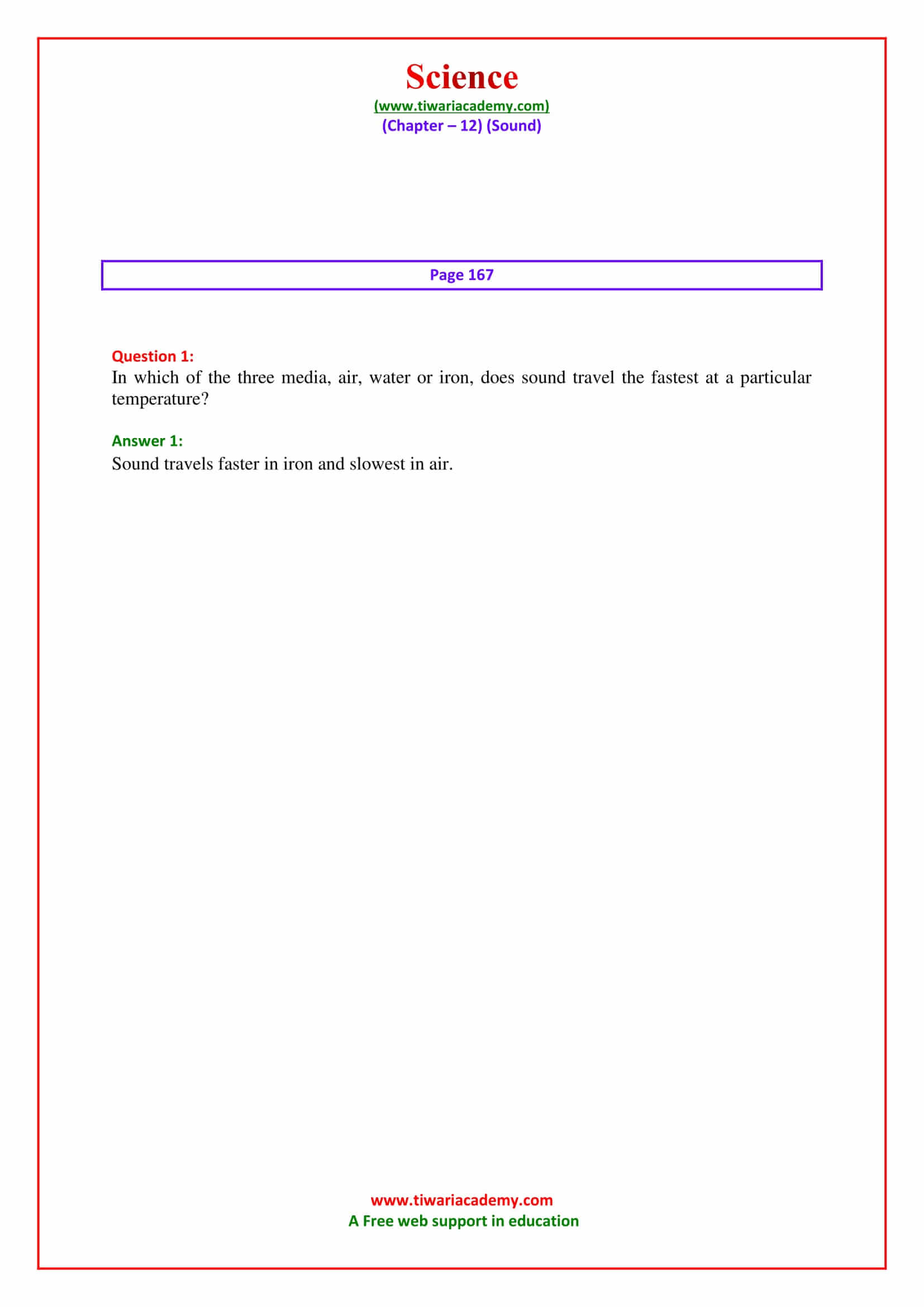 NCERT Solutions for Class 9 Science Chapter 12 Sound page 167