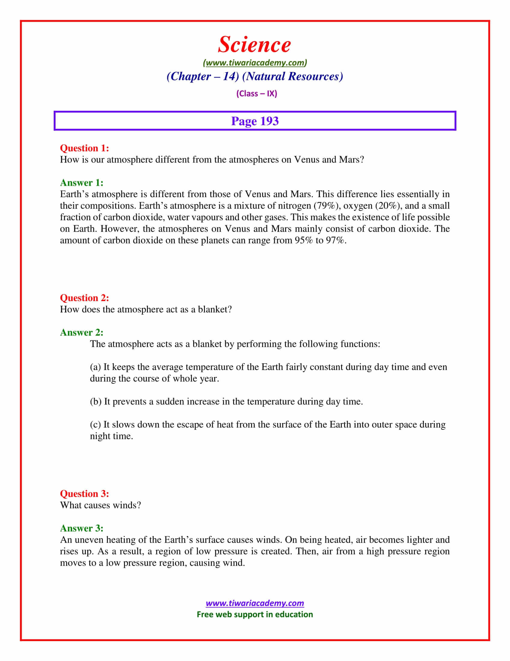 NCERT Solutions for Class 9 Science Chapter 14 Natural Resources Intext Questions Page 193