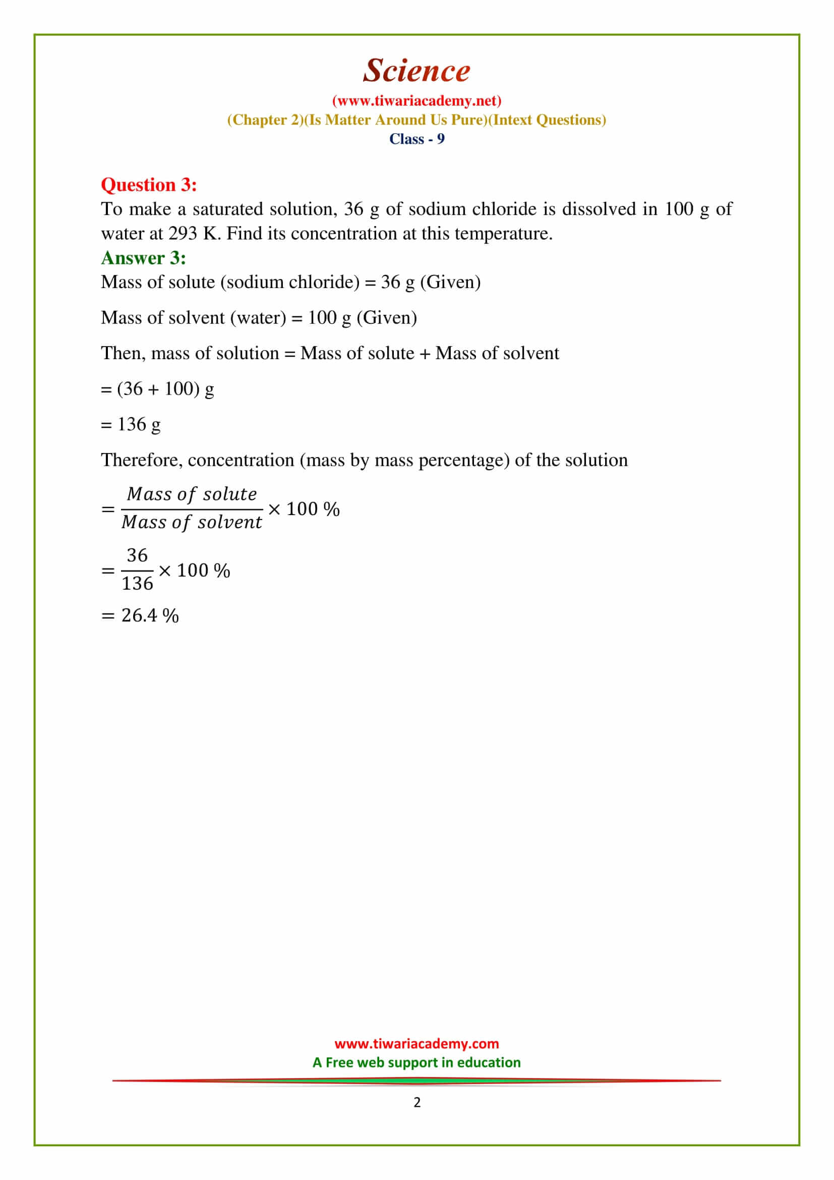NCERT Solutions for Class 9 Science Chapter 2 Is Matter Around Us Pure page 18 questions answres in english medium
