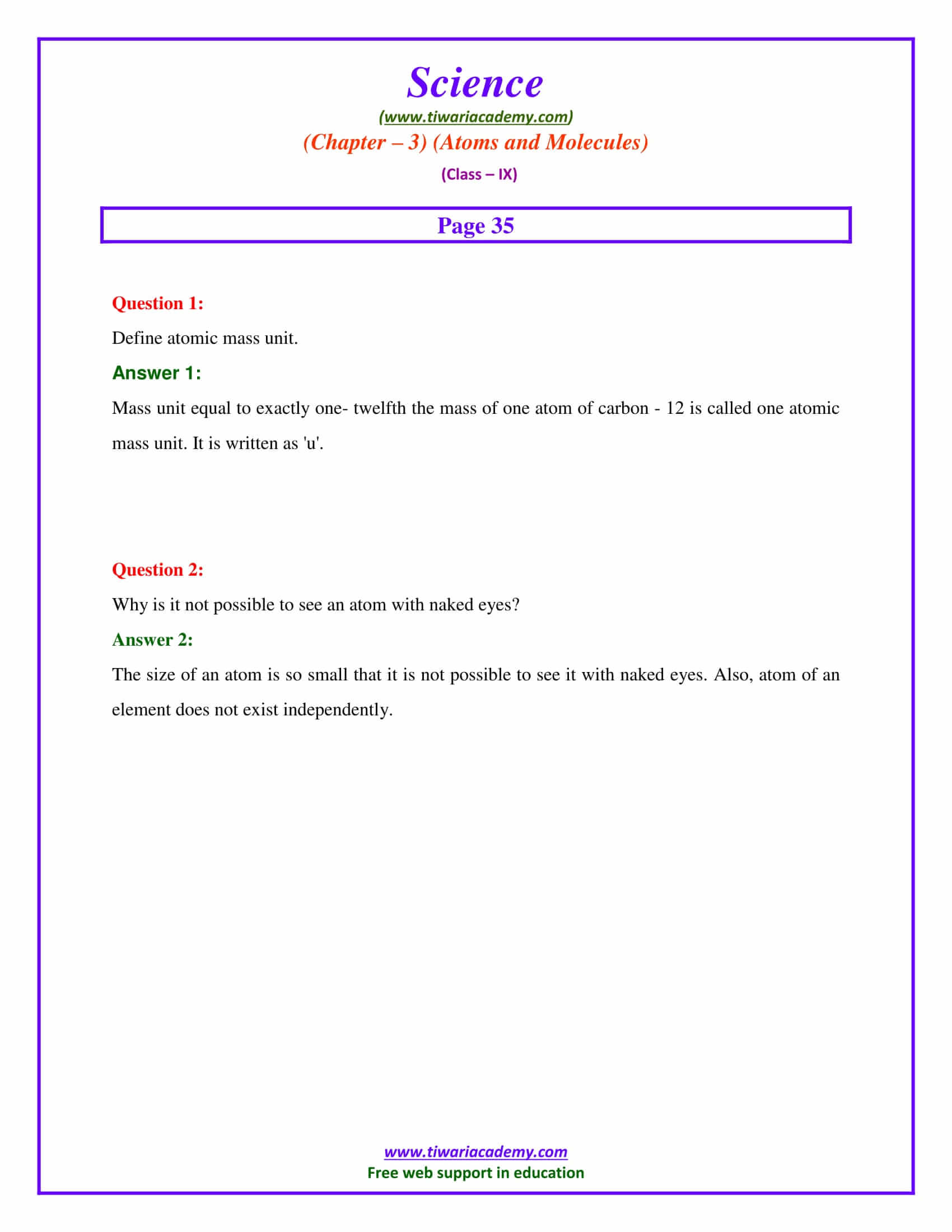 NCERT Solutions for Class 9 Science Chapter 3 Page 35