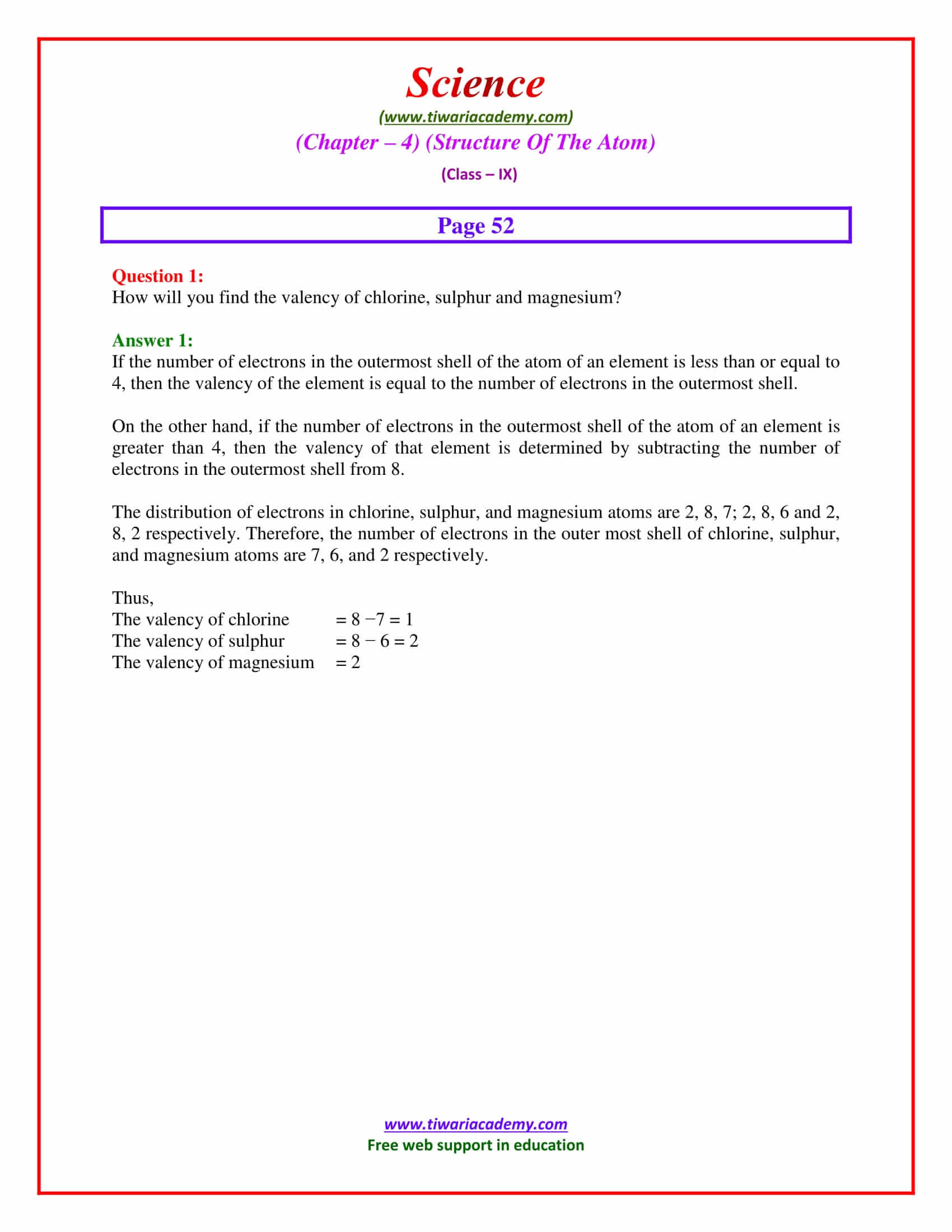 NCERT Solutions for Class 9 Science Chapter 4 intext questions page 52