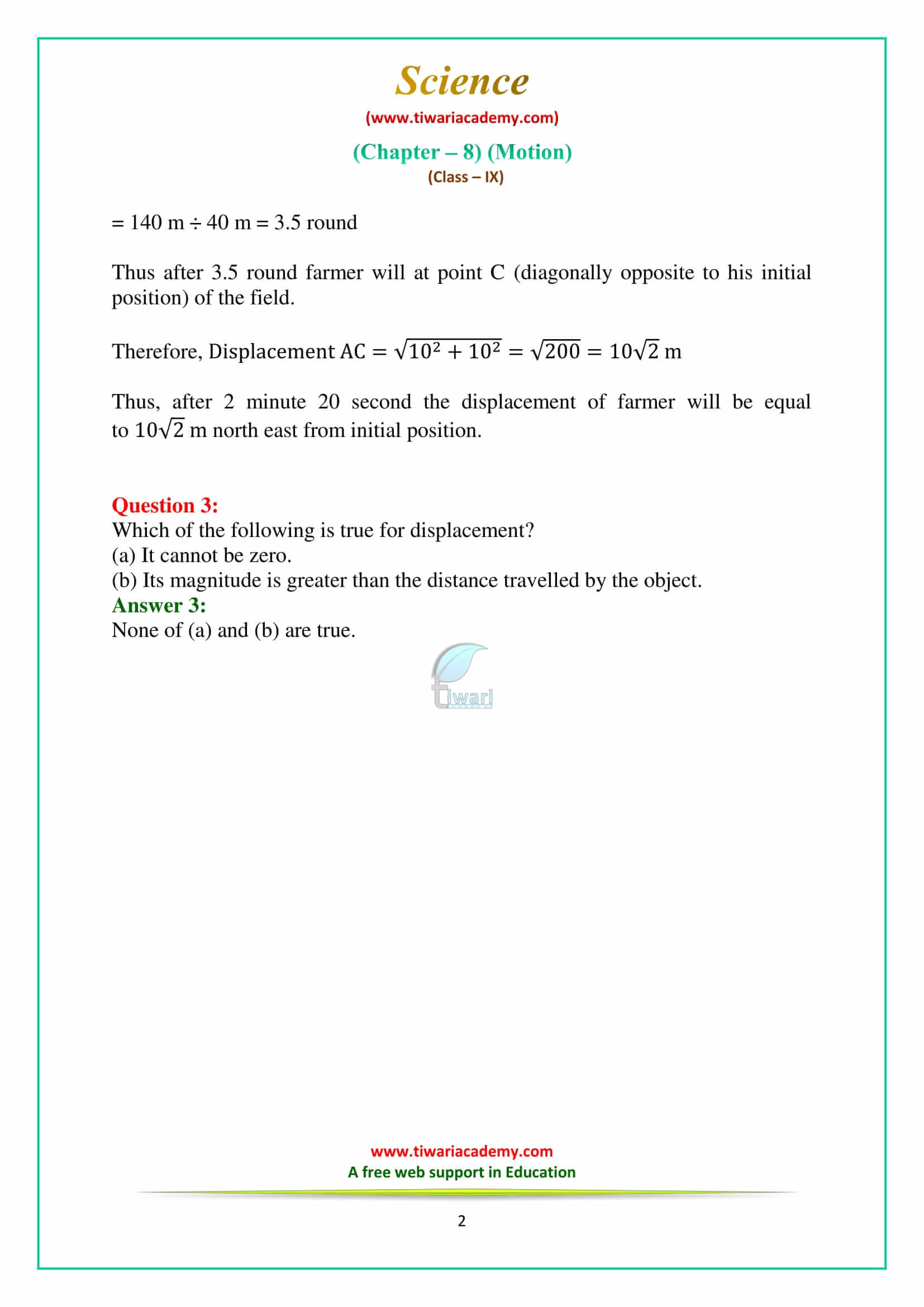 NCERT Solutions for Class 9 Science Chapter 8 Motion Intext Questions on Page 100 Answers in pdf