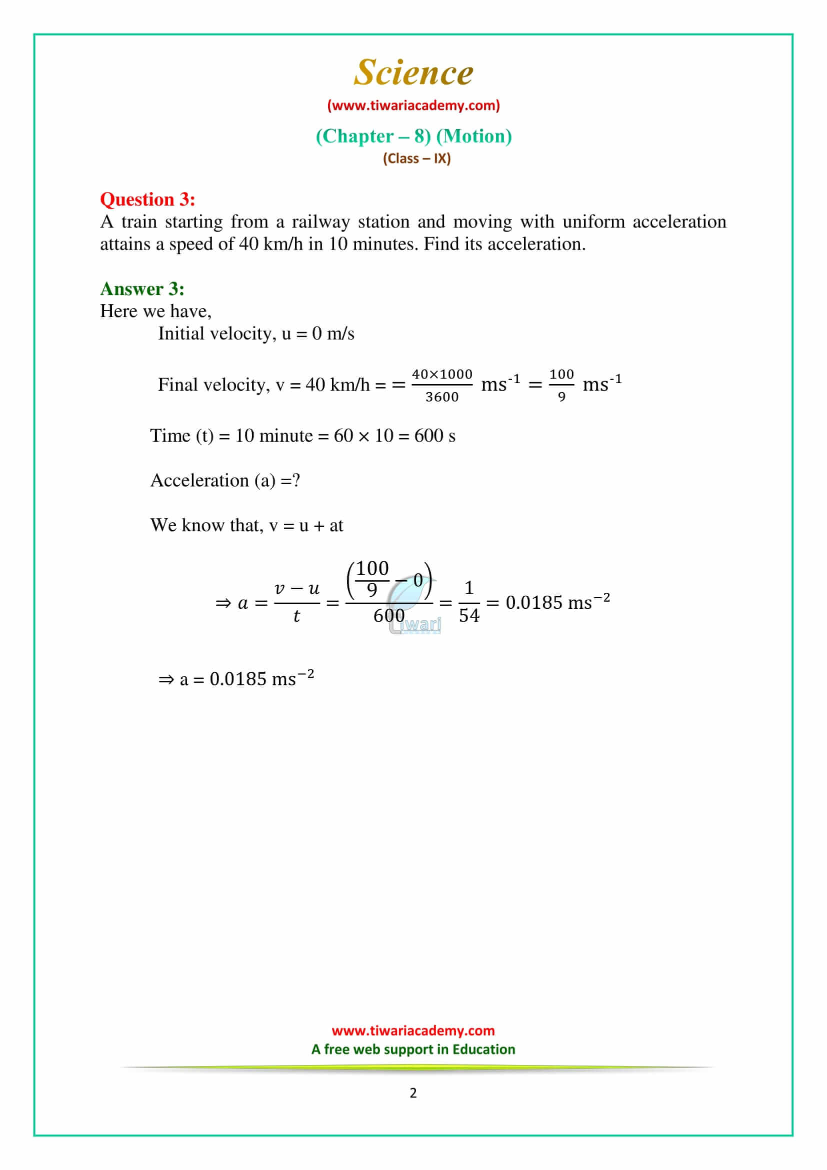 NCERT Solutions for Class 9 Science Chapter 8 Motion Intext Questions on Page 103 Answers in pdf