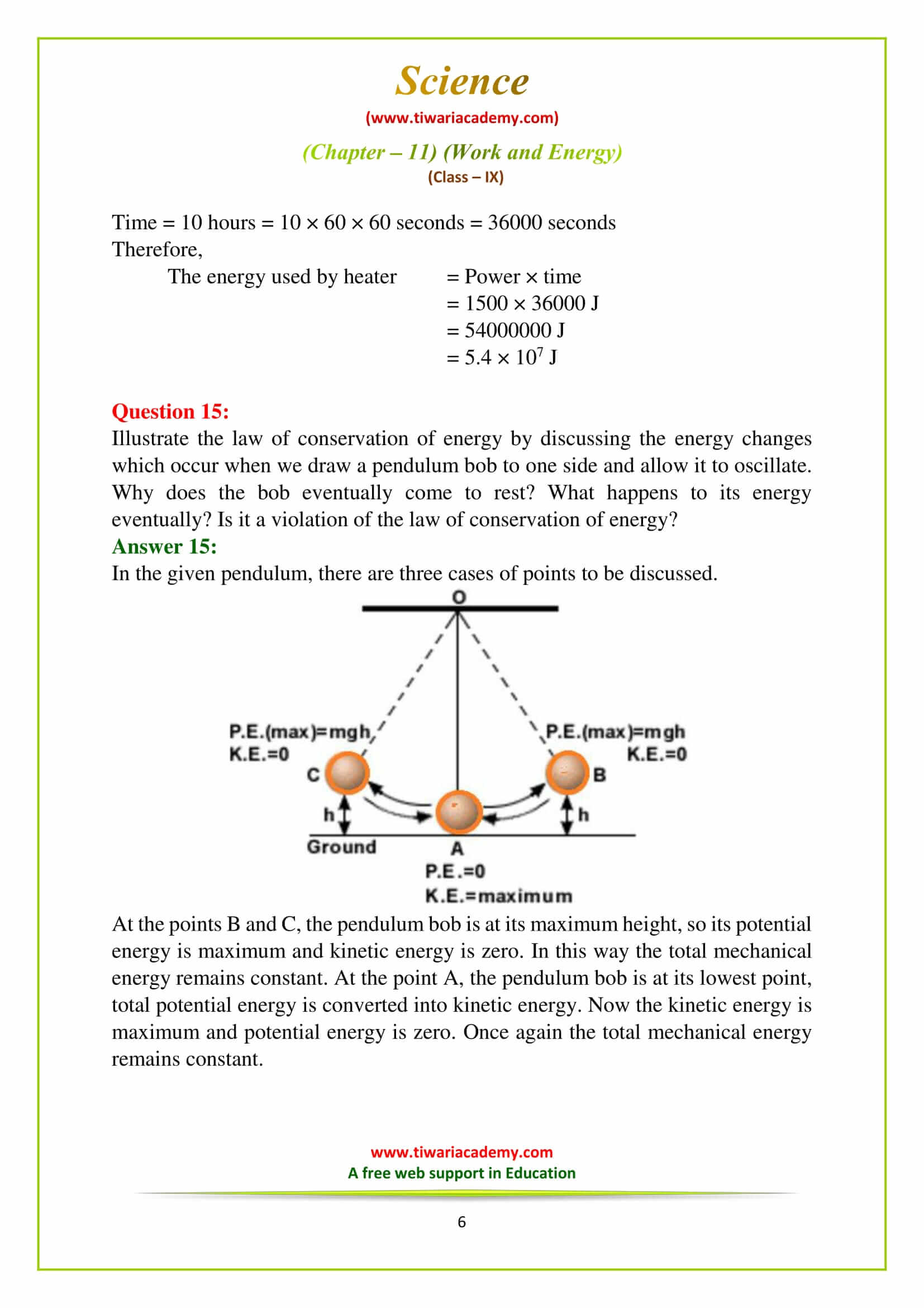NCERT Solutions for Class 9 Science Chapter 11 Work and Energy Exercises for up bpard hgh school