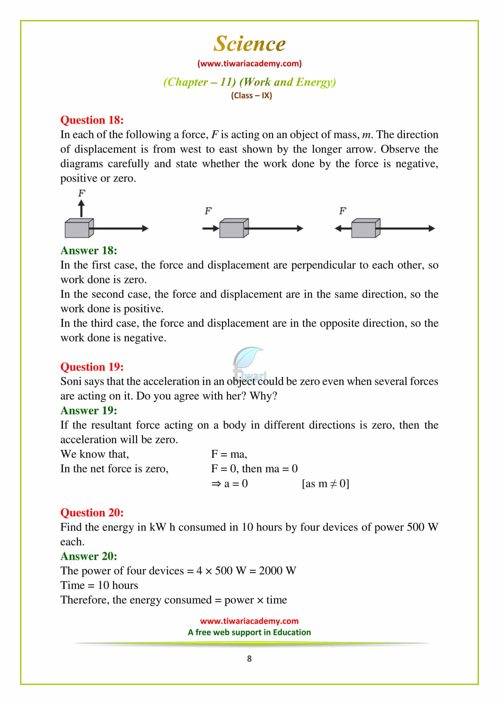 NCERT Solutions for Class 9 Science Chapter 11 in pdf