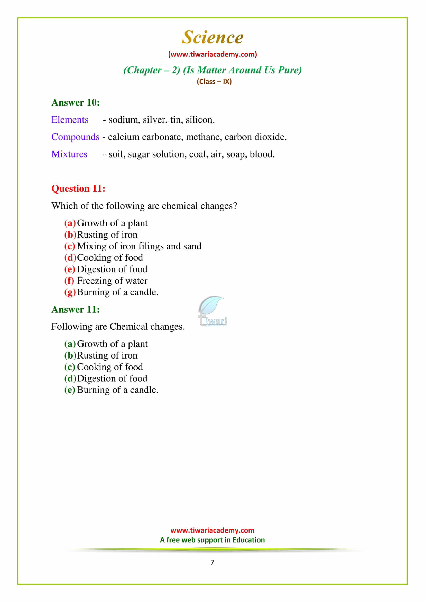 NCERT Solutions for Class 9 Science Chapter 2 in english