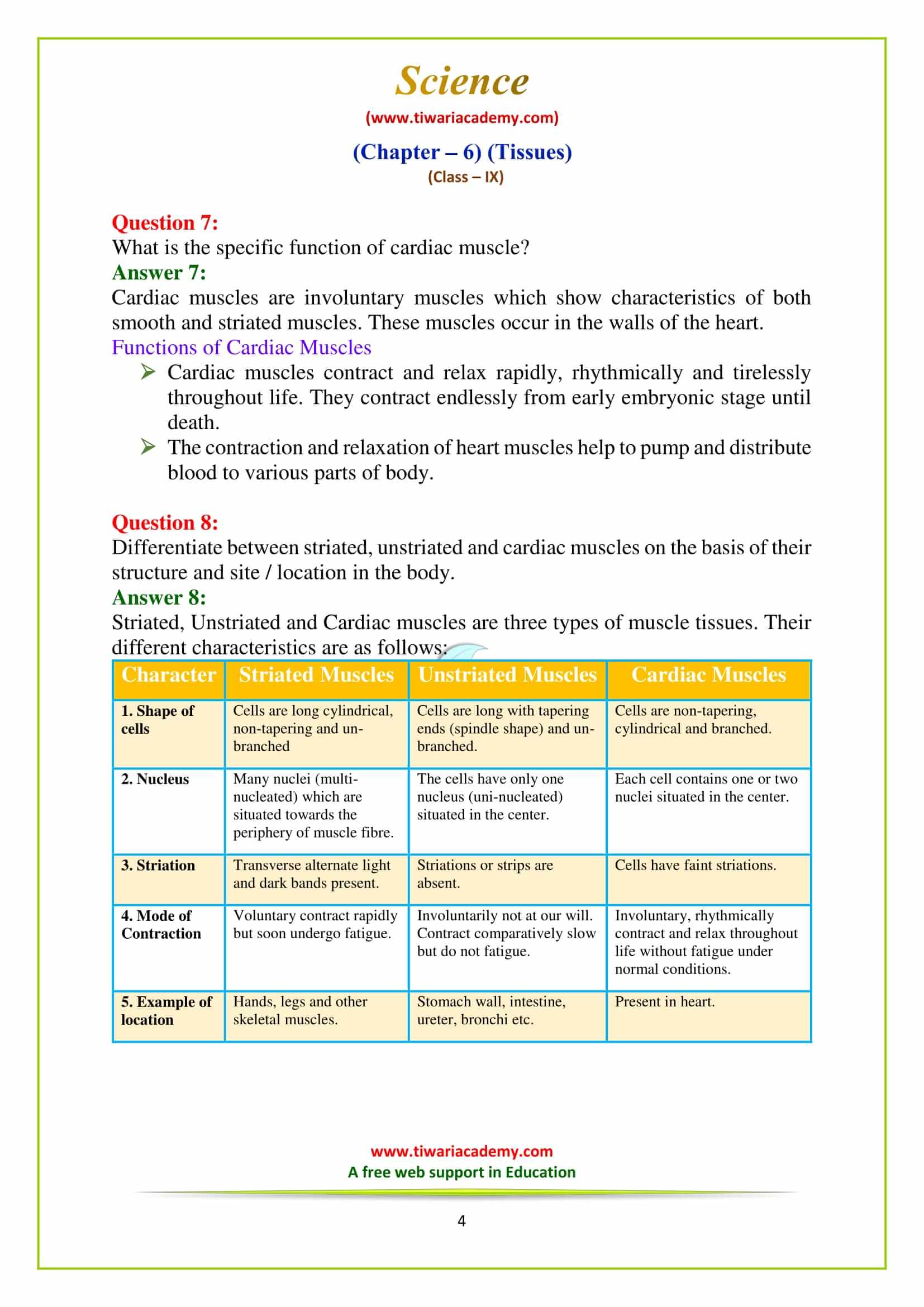 9 Science Chapter 6 Exercises questions in english medium
