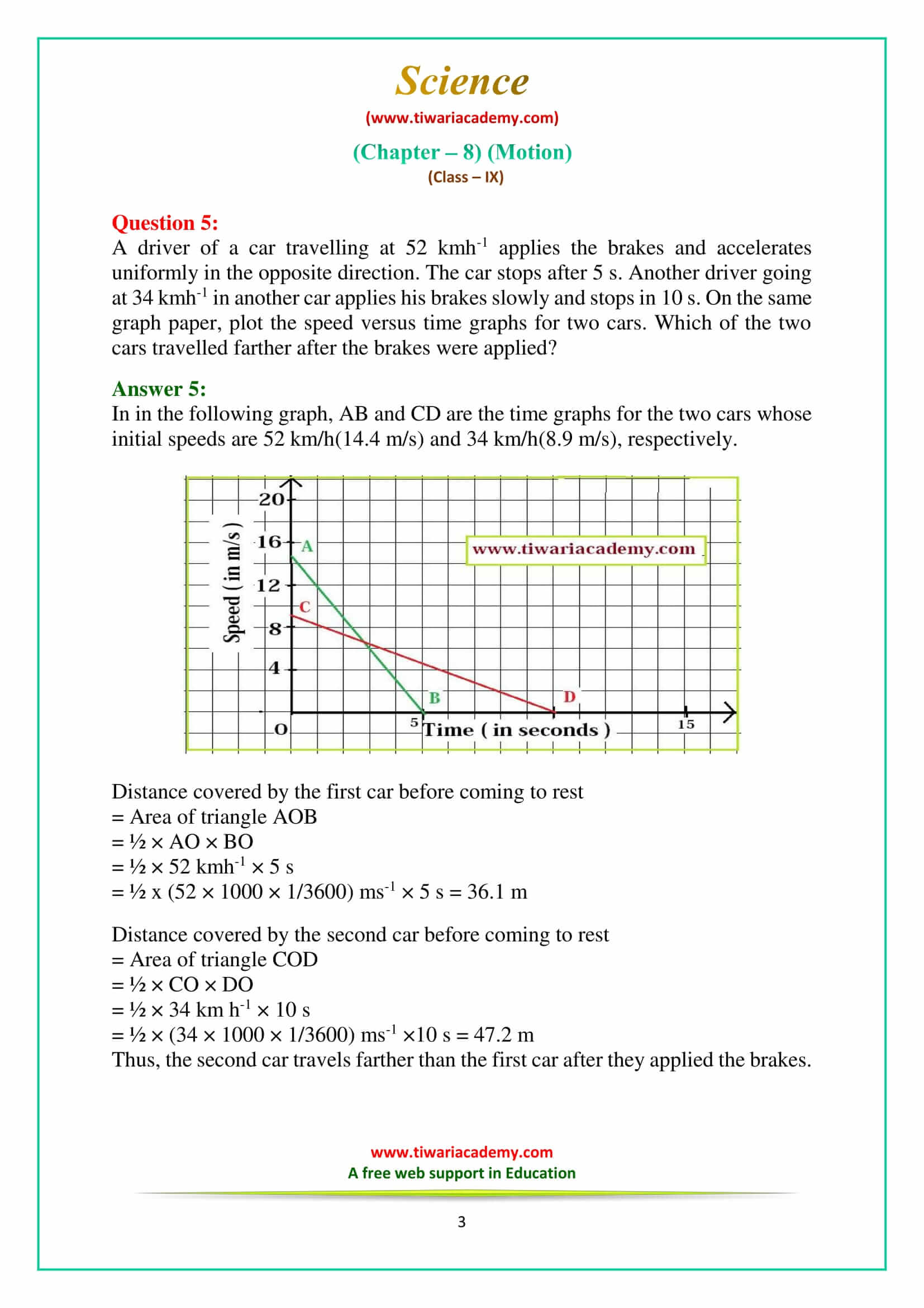NCERT Solutions for Class 9 Science Chapter 8 Motion Exercises Question Answers for up board