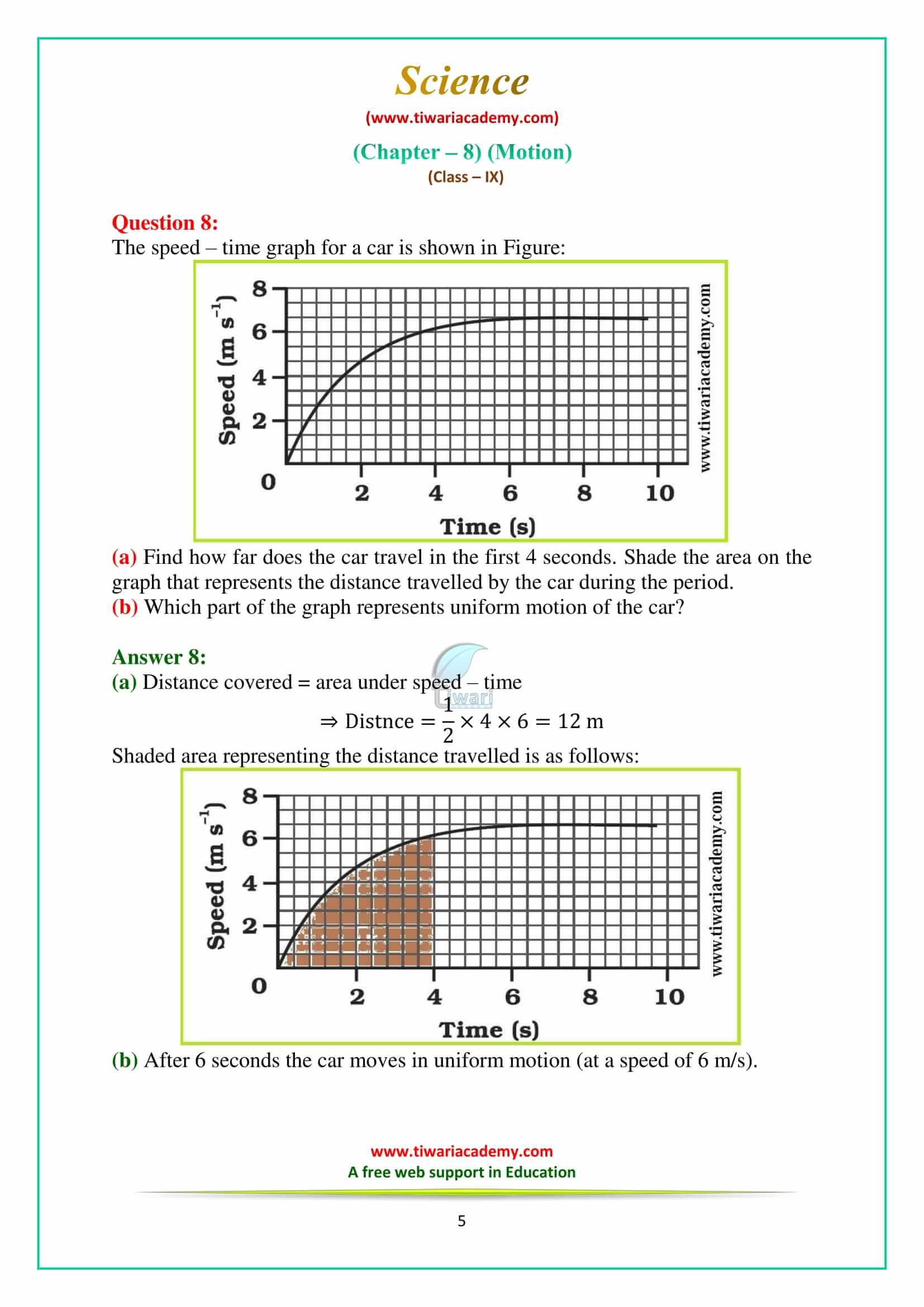 NCERT Solutions for Class 9 Science Chapter 8 Motion Exercises Question Answers for mp board